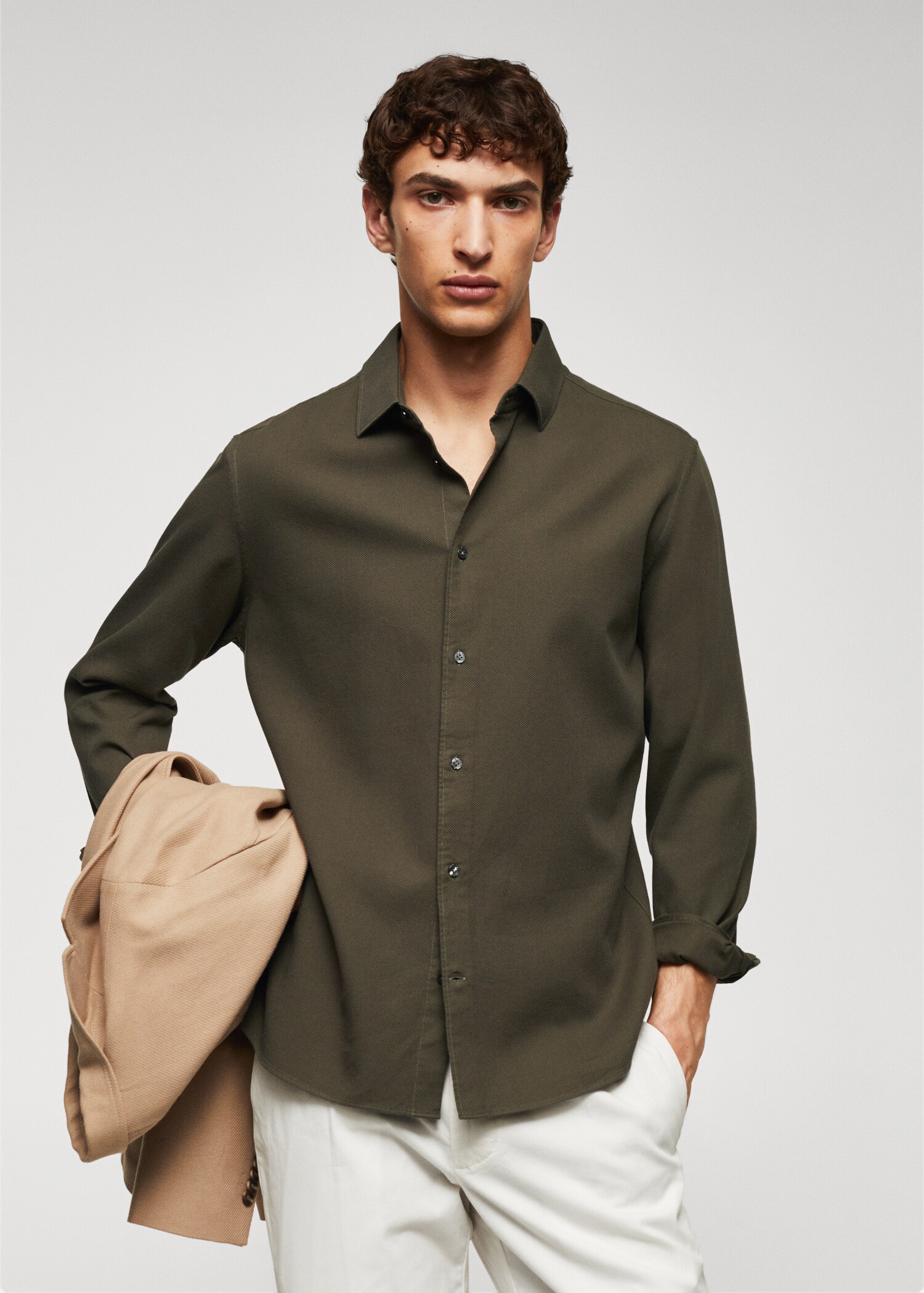 Chemise slim fit structurée coton - Plan moyen