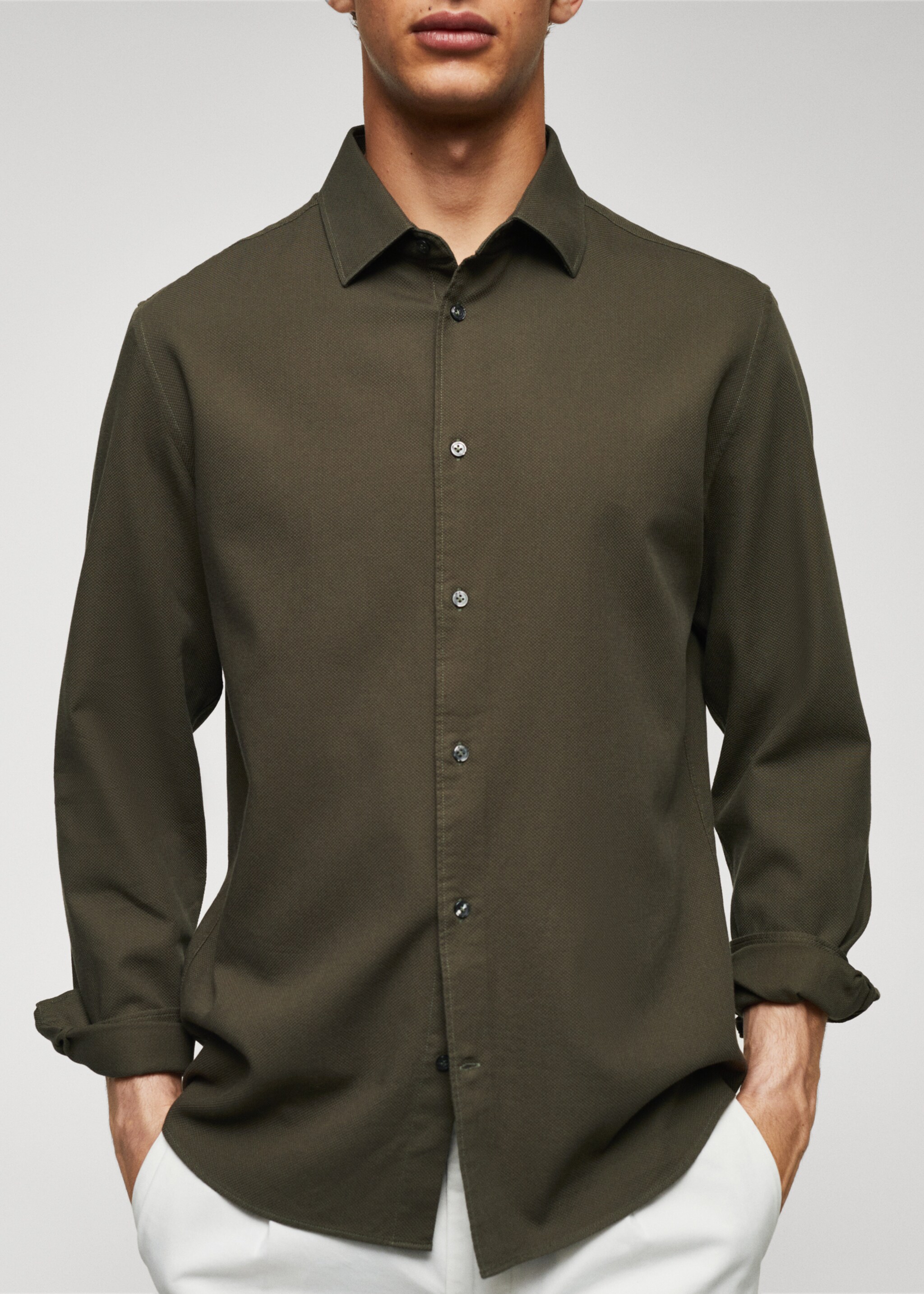 Slim-fit cotton structured shirt - Details of the article 4