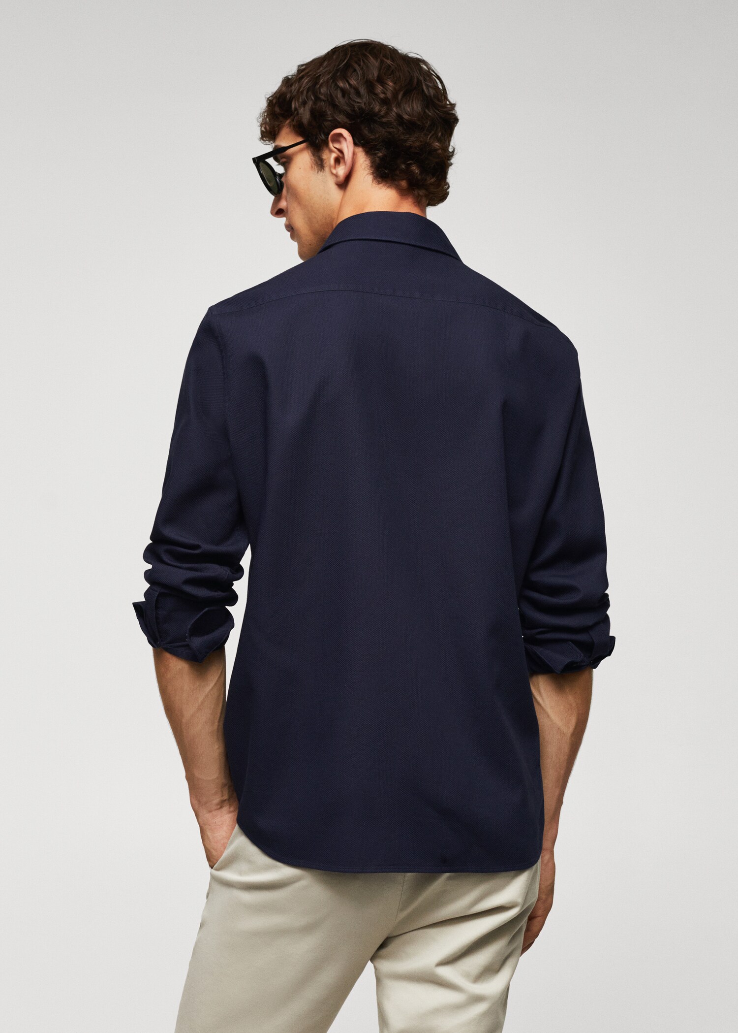 Slim-fit cotton structured shirt - Reverse of the article