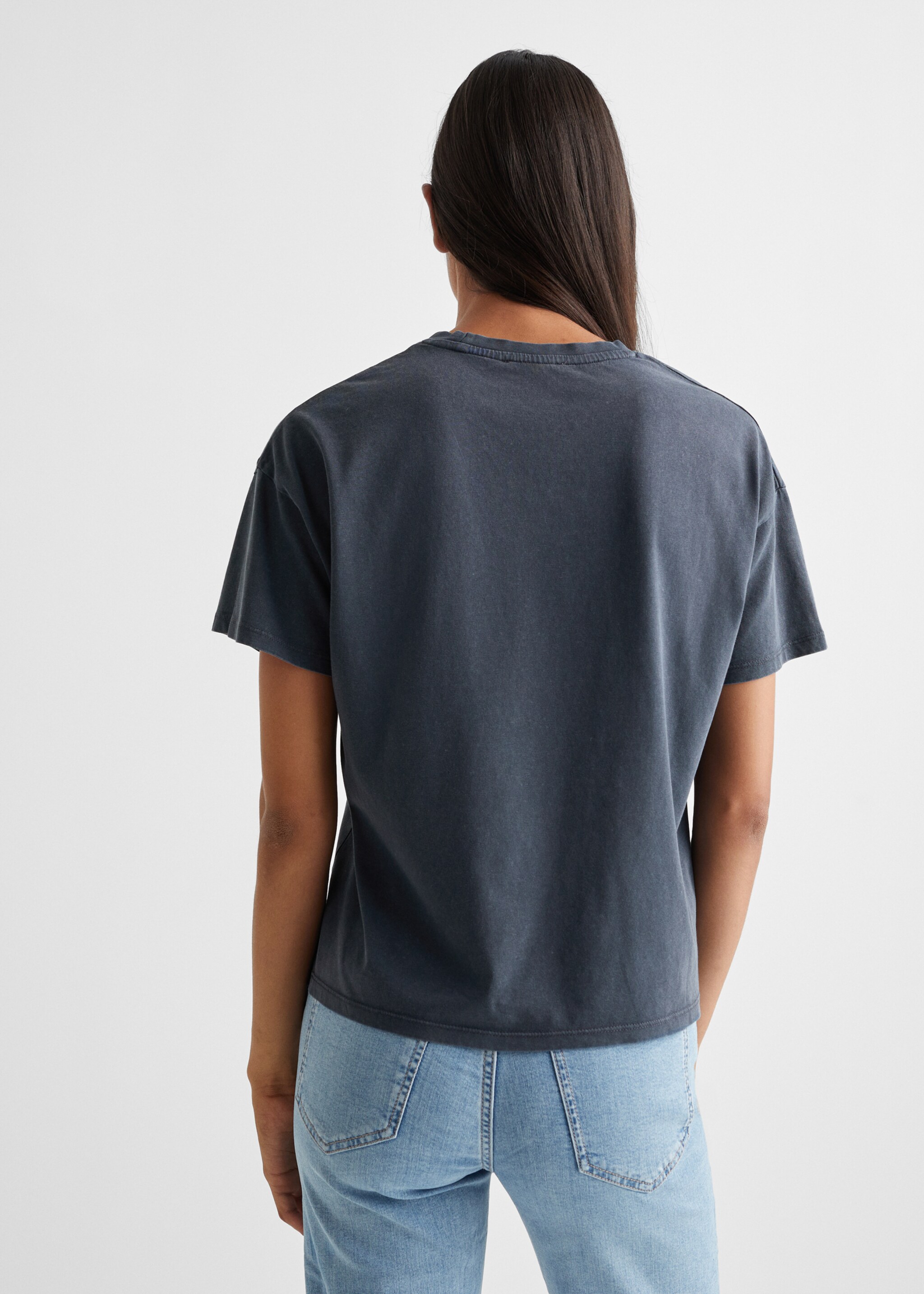 T-shirt coton imprimé - Verso de l’article, Bleu marine. Ref: 57004025-00.