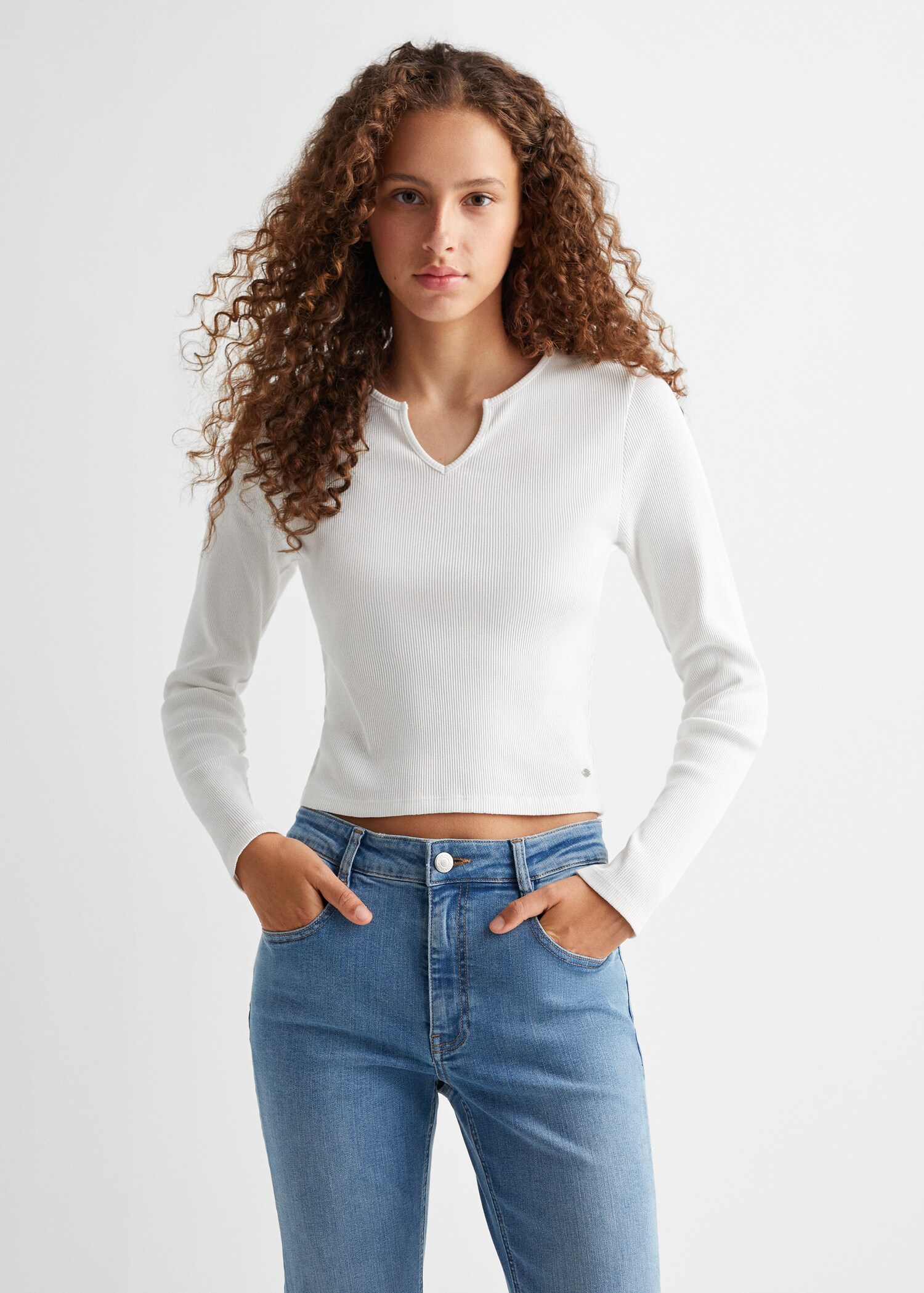 Ribbed long-sleeved t-shirt - Medium plane