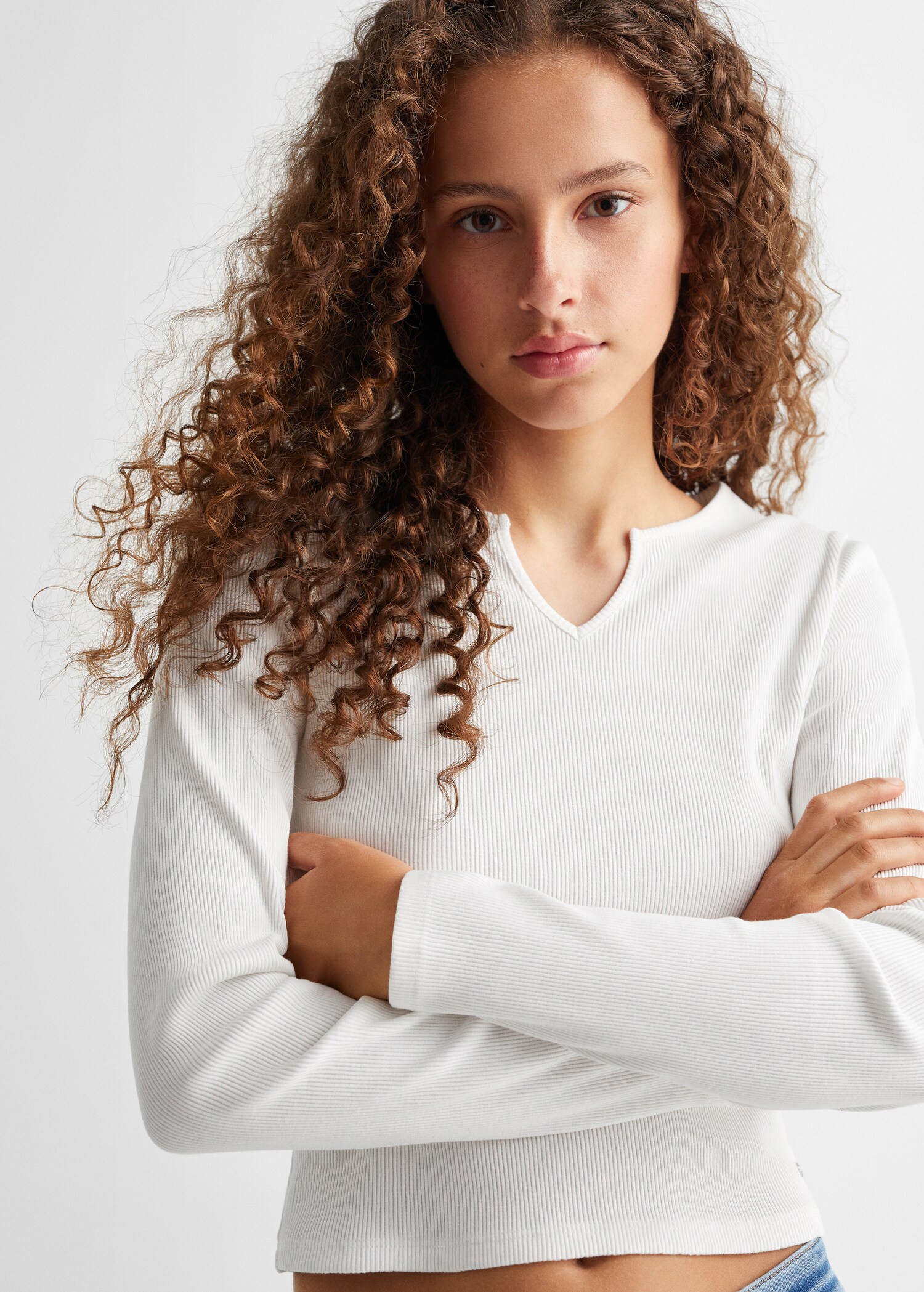 Ribbed long-sleeved t-shirt - Details of the article 1