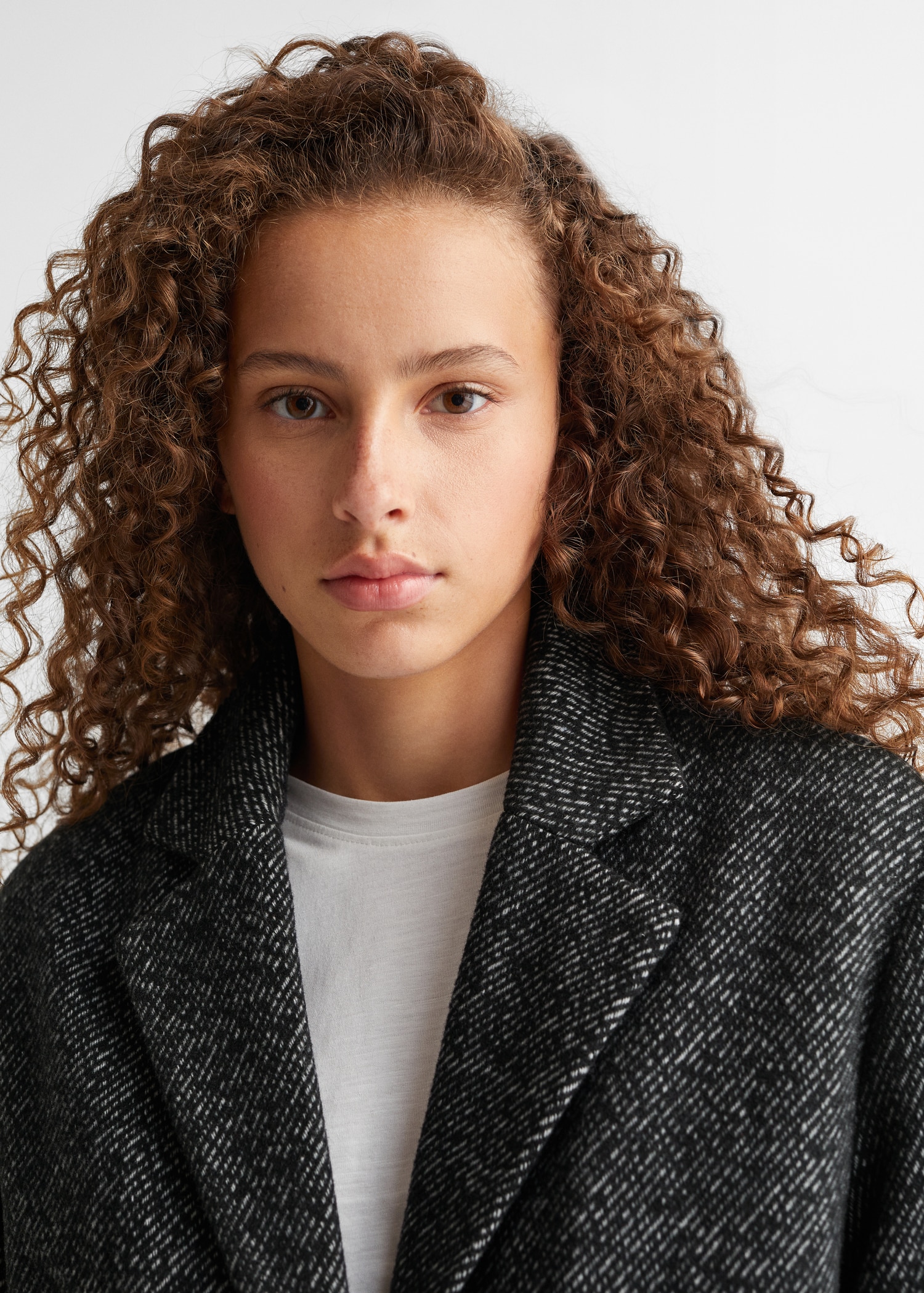 Abrigo jaspeado lana Chica MANGO OUTLET - Main Image