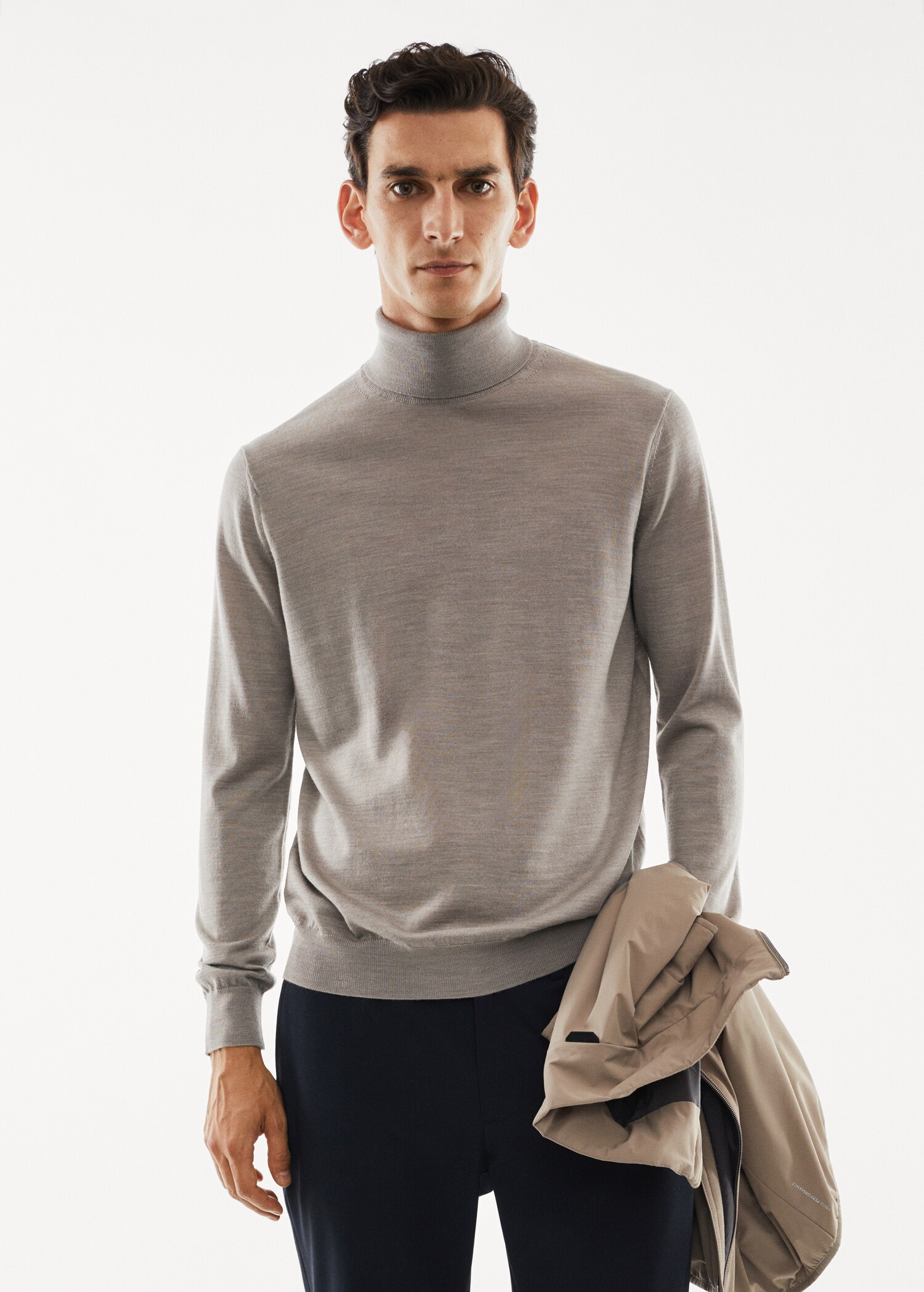 Pullover aus 100 % Merinowolle mit Rollkragen - Mittlere Ansicht