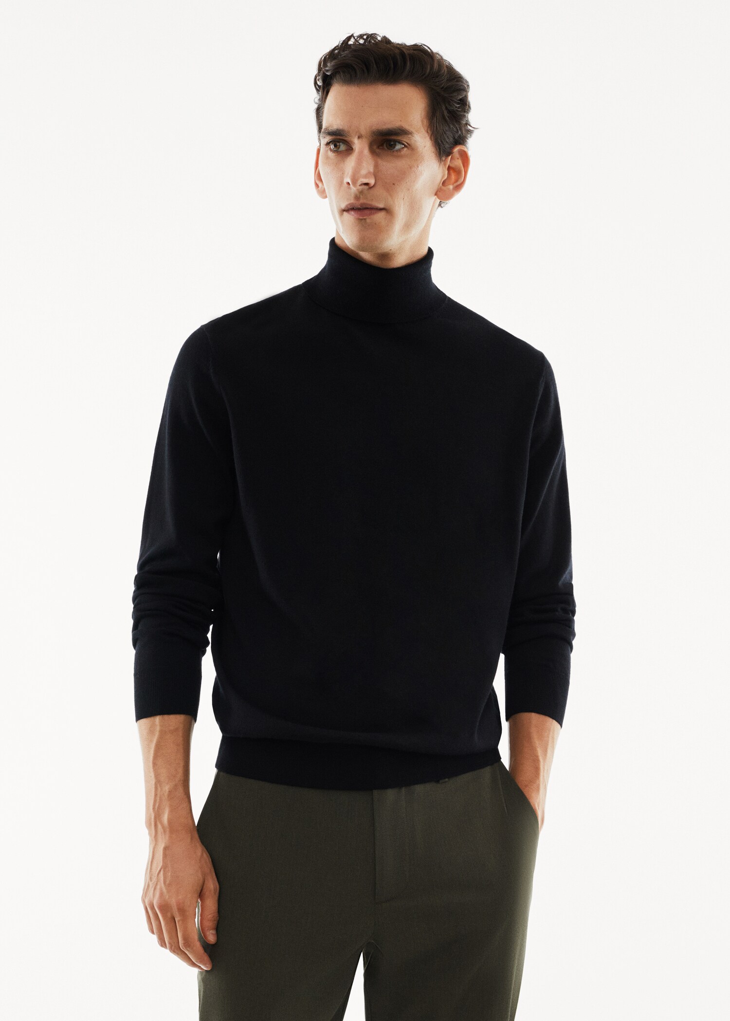 Pullover aus 100 % Merinowolle mit Rollkragen - Mittlere Ansicht