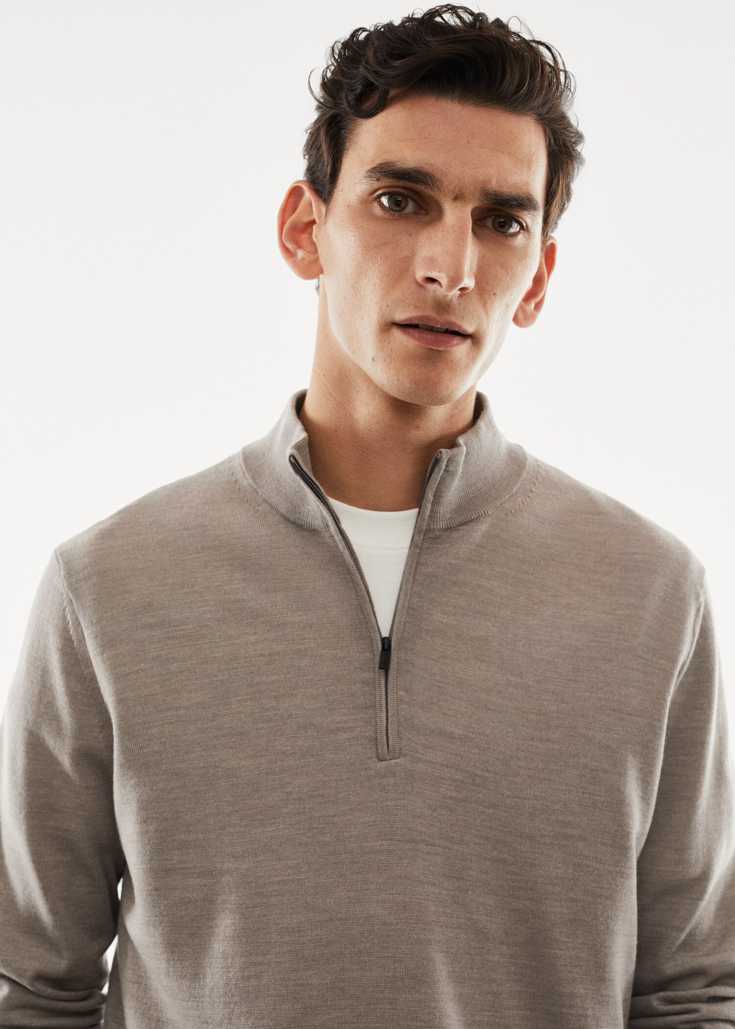 Pullover aus 100 % Merinowolle mit Zip-Kragen - Detail des Artikels 1