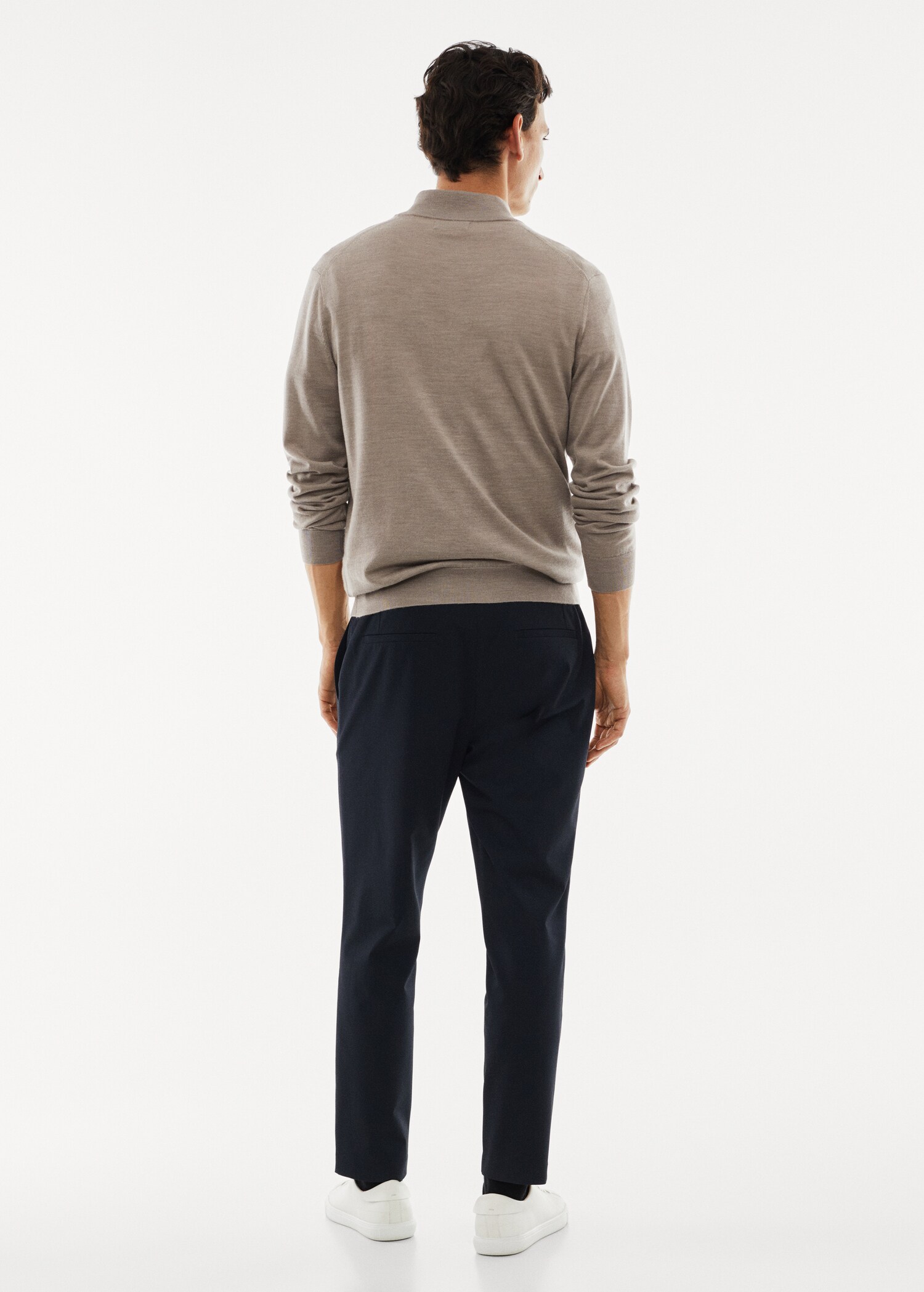 Pullover aus 100 % Merinowolle mit Zip-Kragen - Rückseite des Artikels
