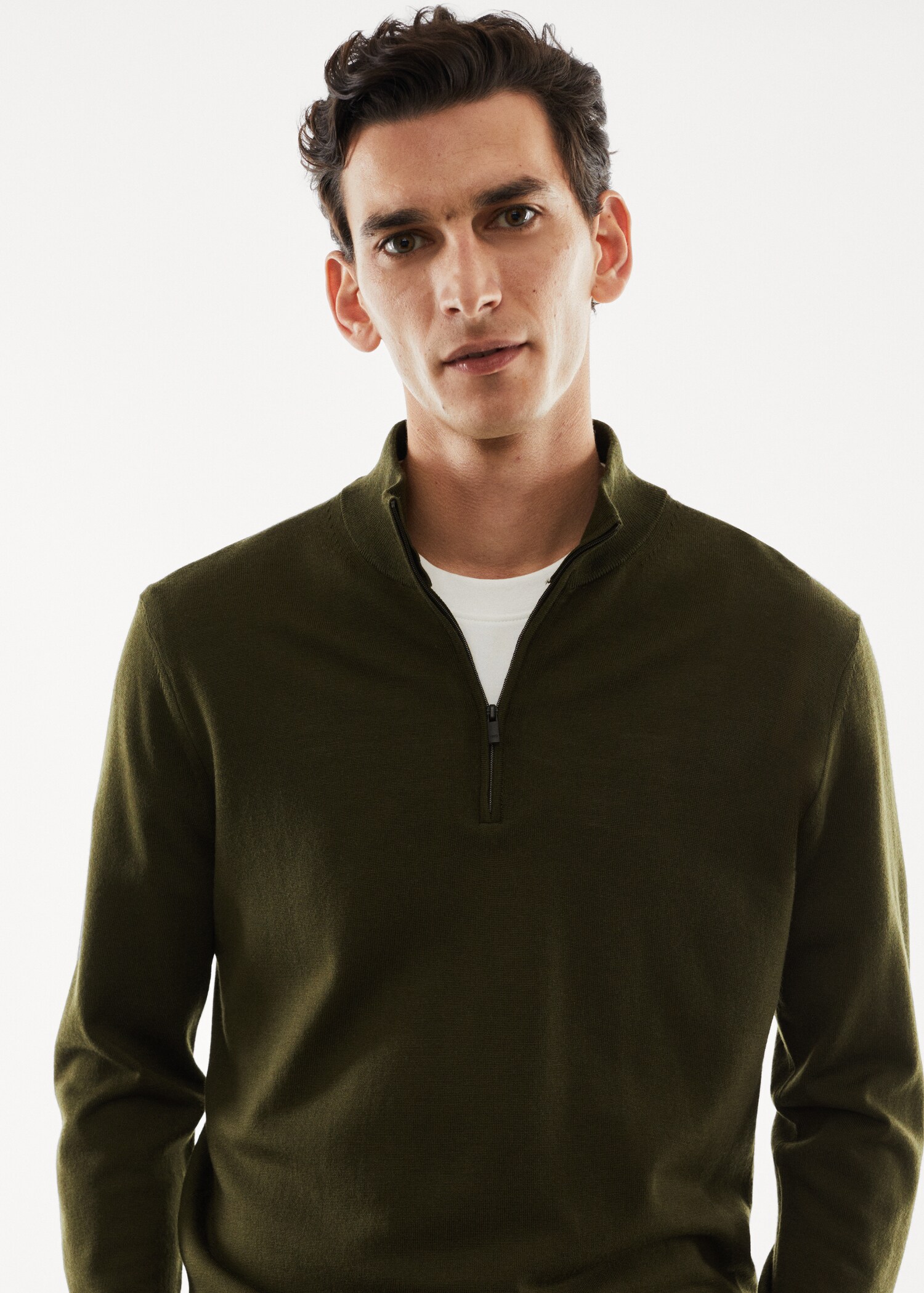 Pullover aus 100 % Merinowolle mit Zip-Kragen - Detail des Artikels 1