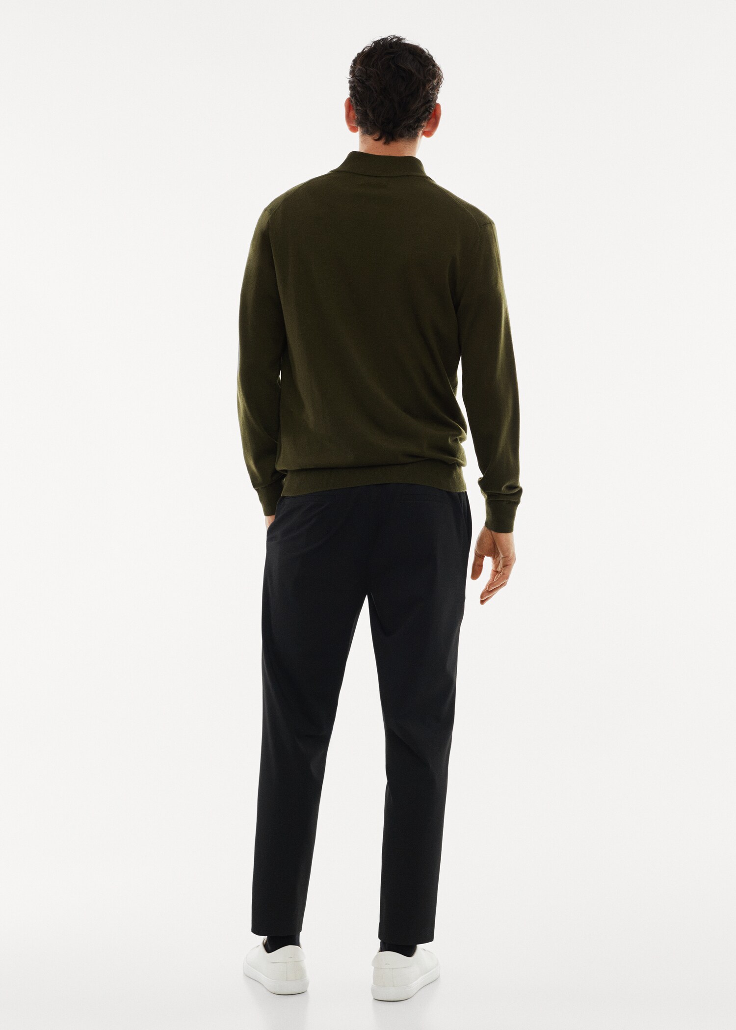 Pullover aus 100 % Merinowolle mit Zip-Kragen - Rückseite des Artikels