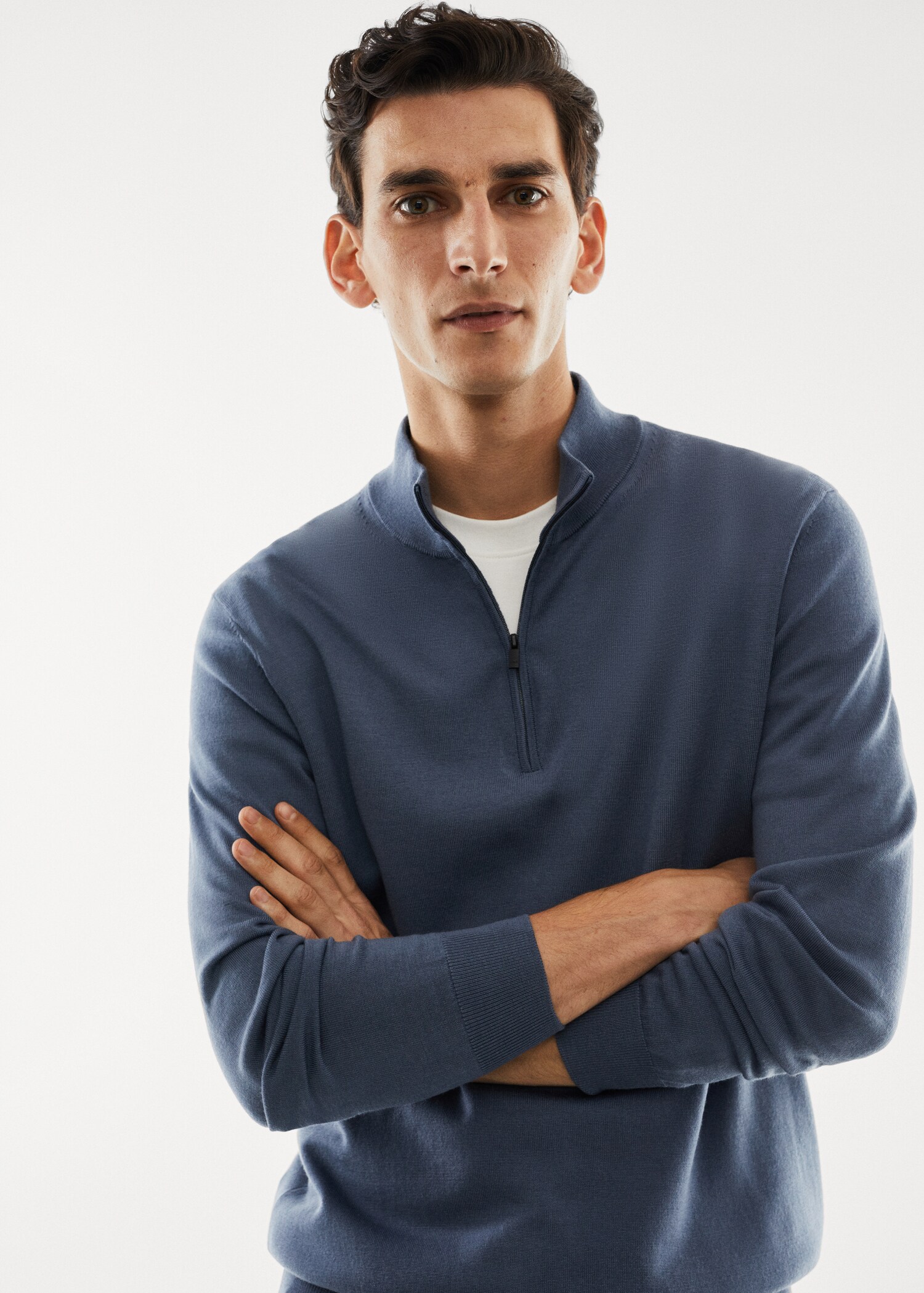 Pullover aus 100 % Merinowolle mit Zip-Kragen - Detail des Artikels 1