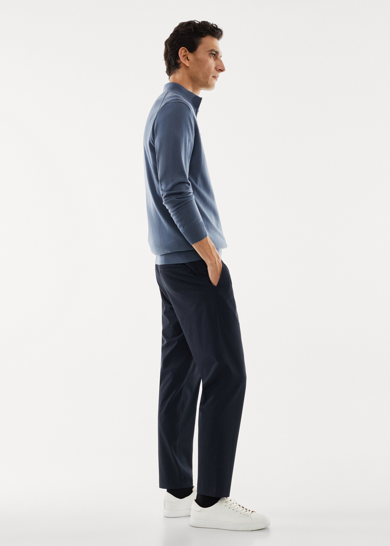 Pullover aus 100 % Merinowolle mit Zip-Kragen - Detail des Artikels 2