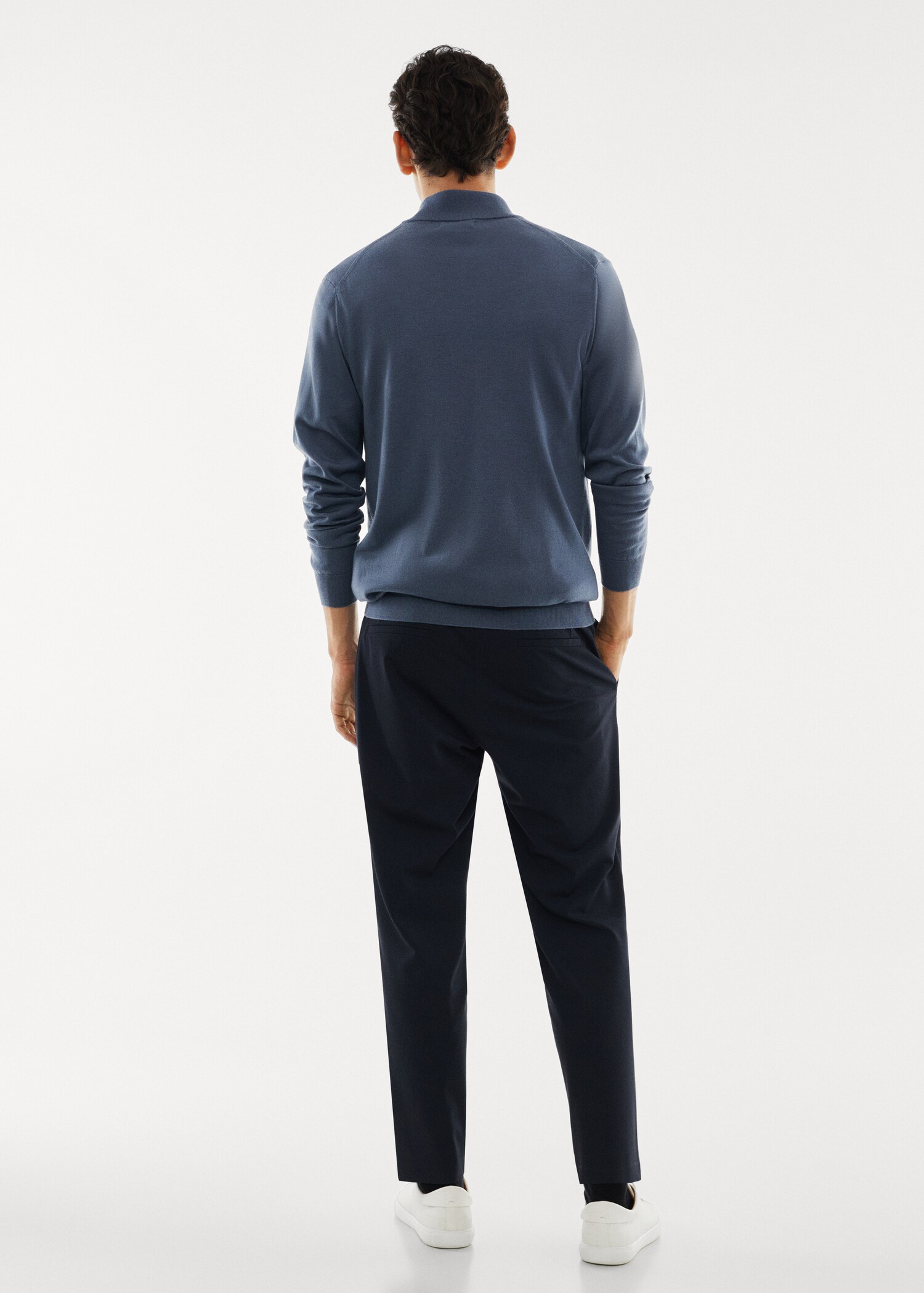 Pullover aus 100 % Merinowolle mit Zip-Kragen - Rückseite des Artikels