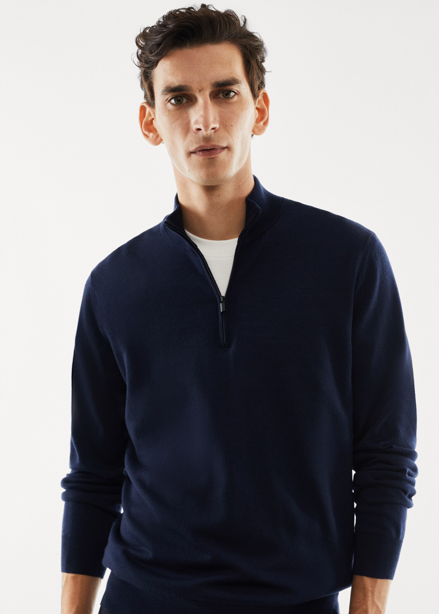 Pullover aus 100 % Merinowolle mit Zip-Kragen - Detail des Artikels 1