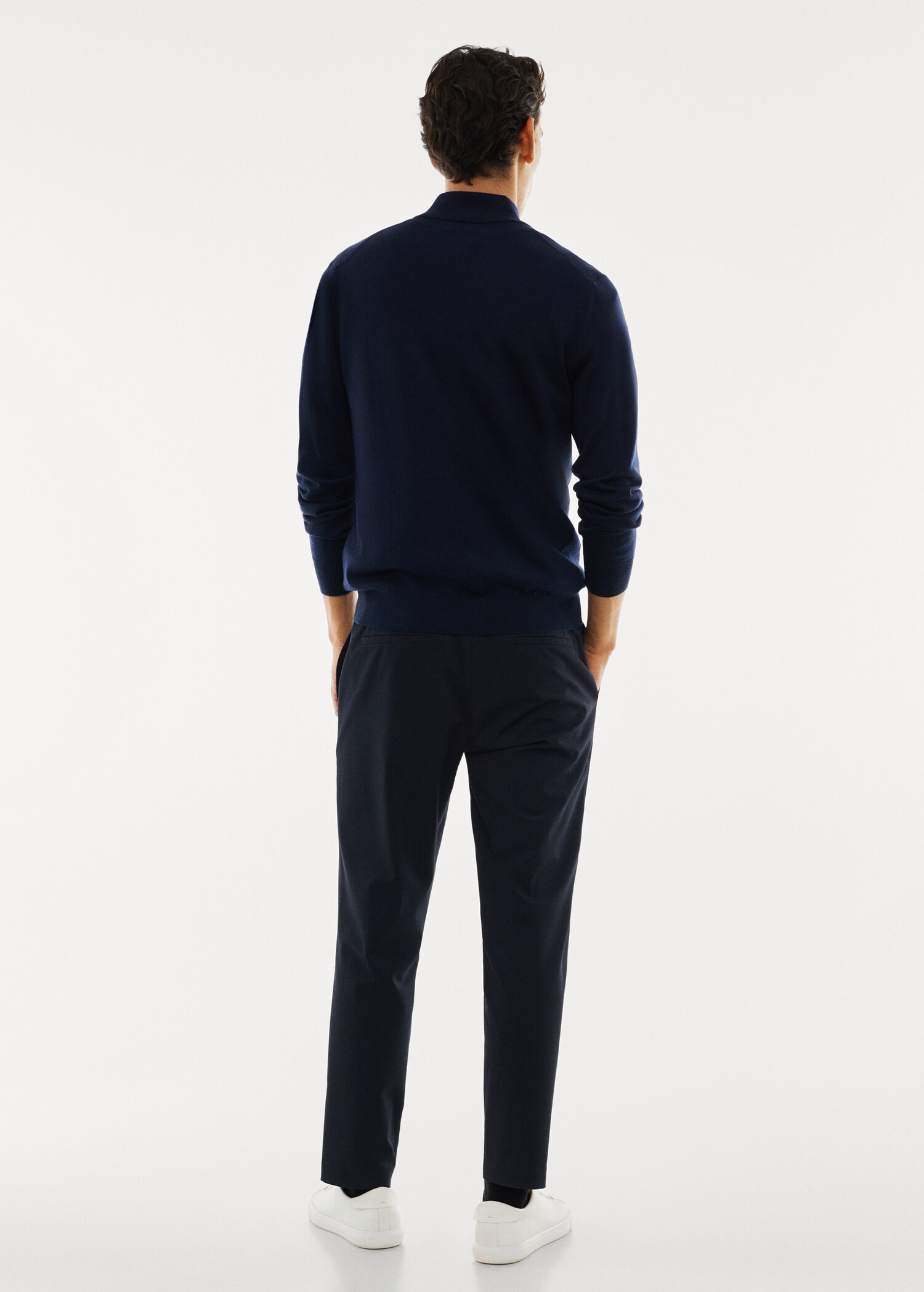 Pullover aus 100 % Merinowolle mit Zip-Kragen - Rückseite des Artikels
