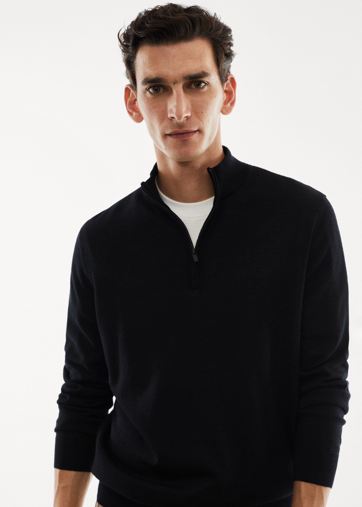 Pullover aus 100 % Merinowolle mit Zip-Kragen - Detail des Artikels 1