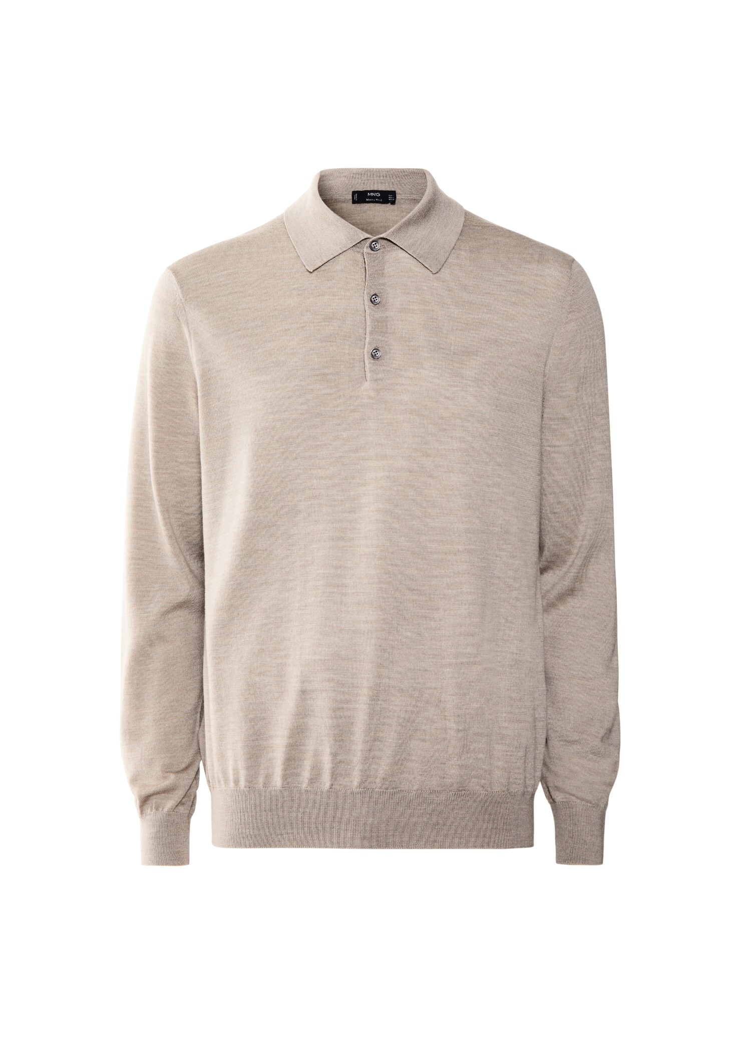 100% merino wool long-sleeved polo shirt - Article without model