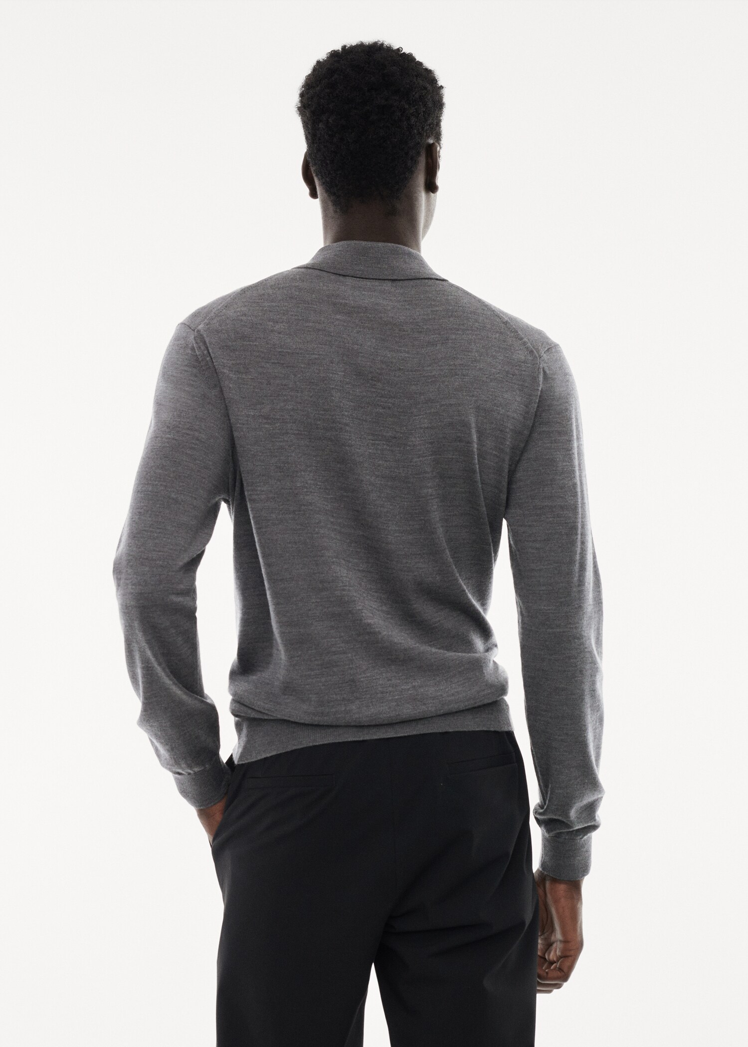 100% merino wool long-sleeved polo shirt - Reverse of the article