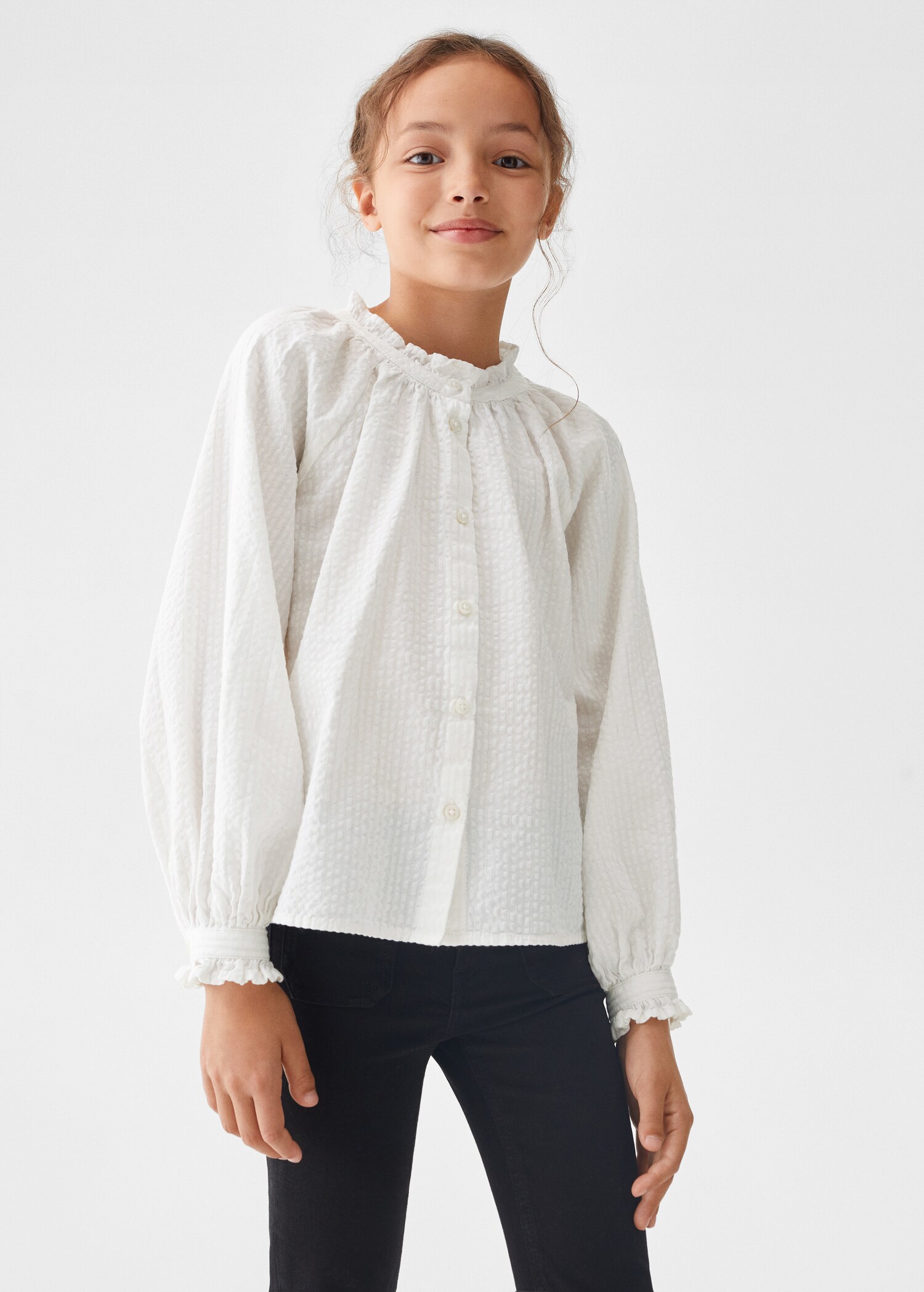 Gathered cotton blouse - Medium plane
