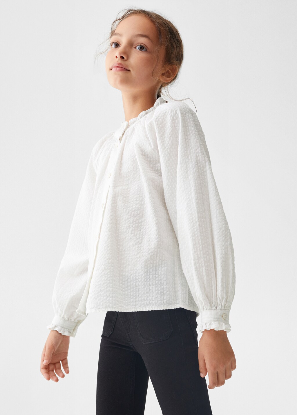 Gathered cotton blouse - Girls | MANGO OUTLET USA