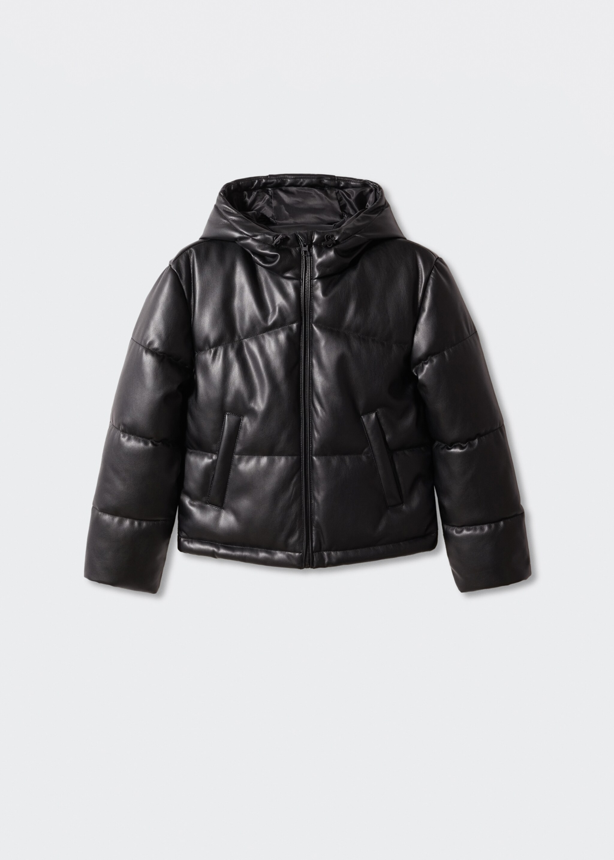 Quilted faux-leather style jacket - Article without model, Black. Ref: 57005143-00.