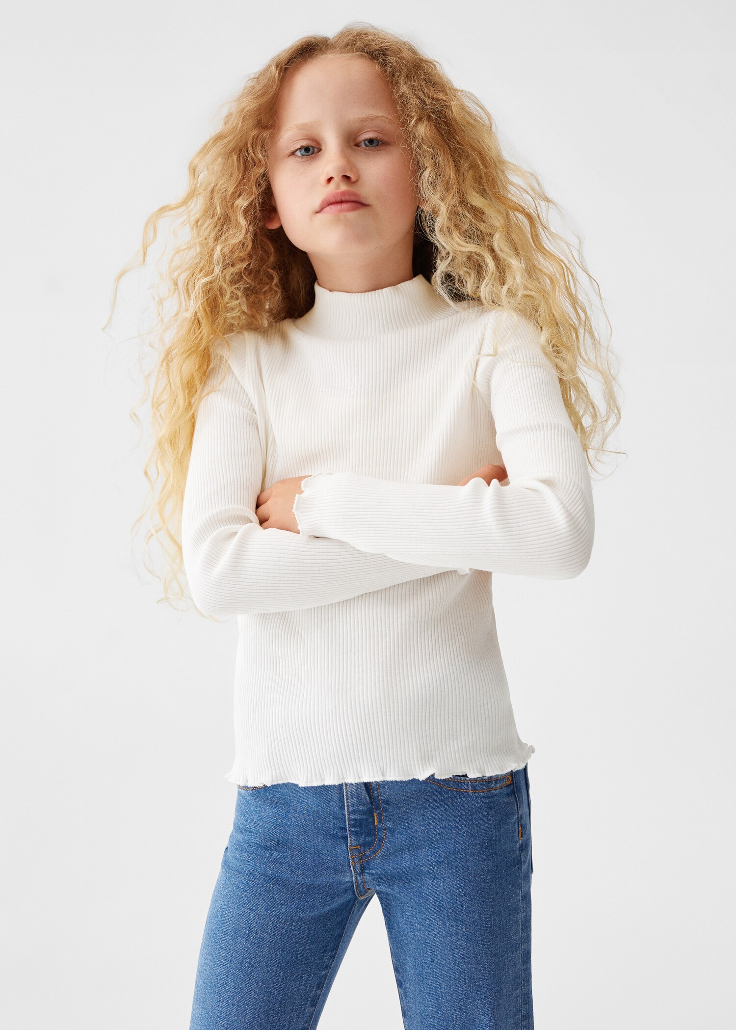 Ribbed high neck t-shirt - Medium plane
