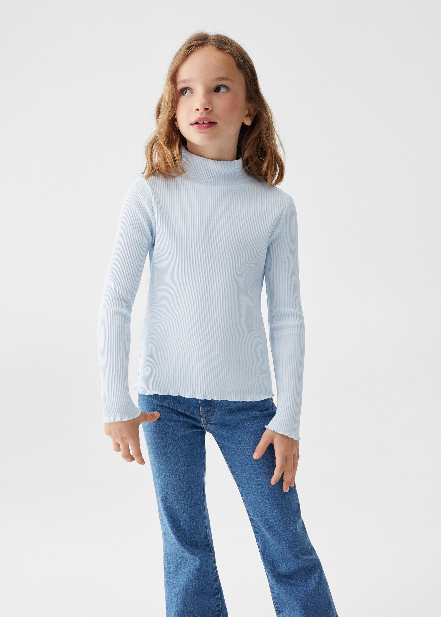 Ribbed high neck t-shirt - Medium plane