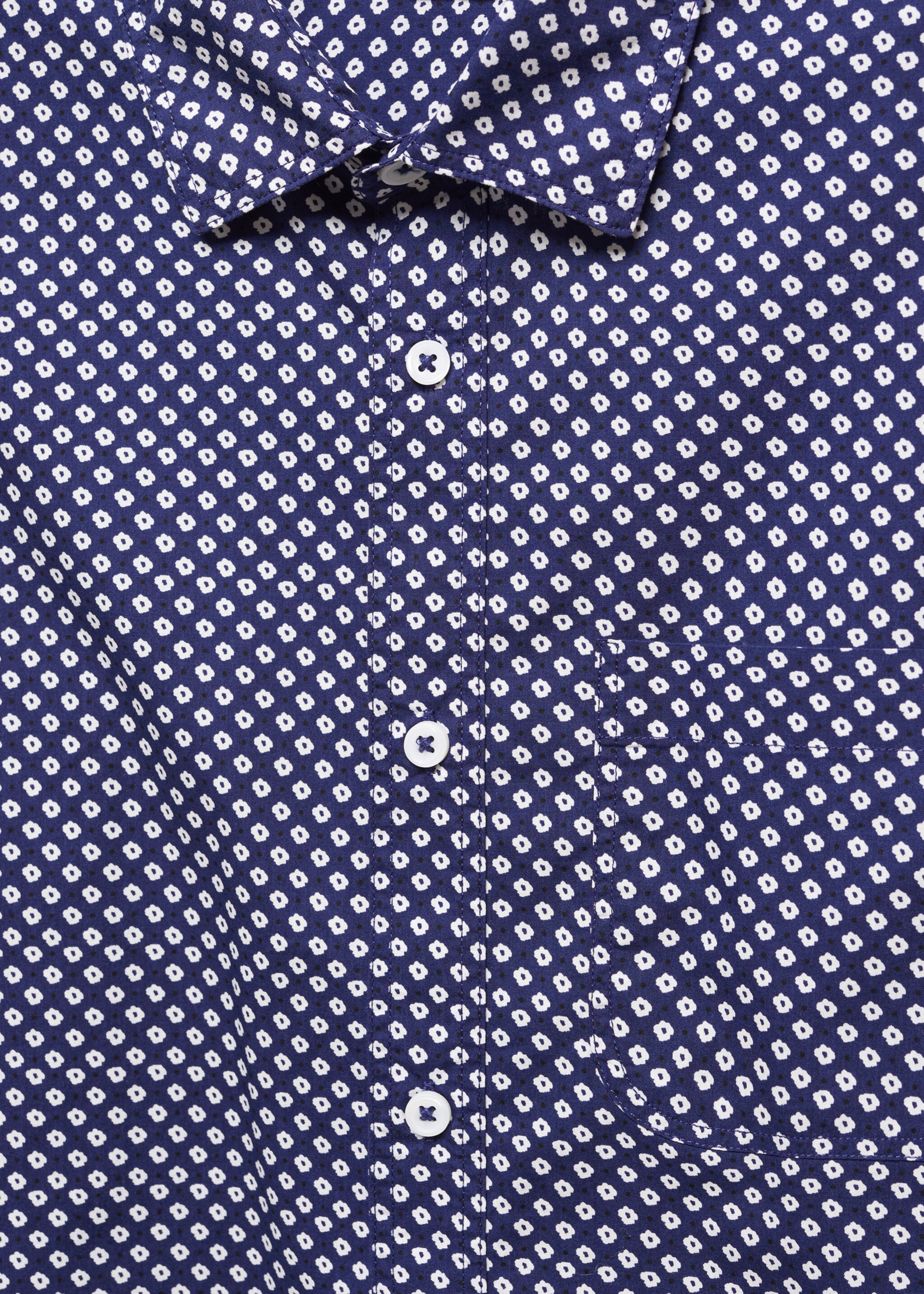 100% cotton short-sleeved mirco-patterned shirt - Details of the article 8, Ink Blue. Ref: 57005793-00.