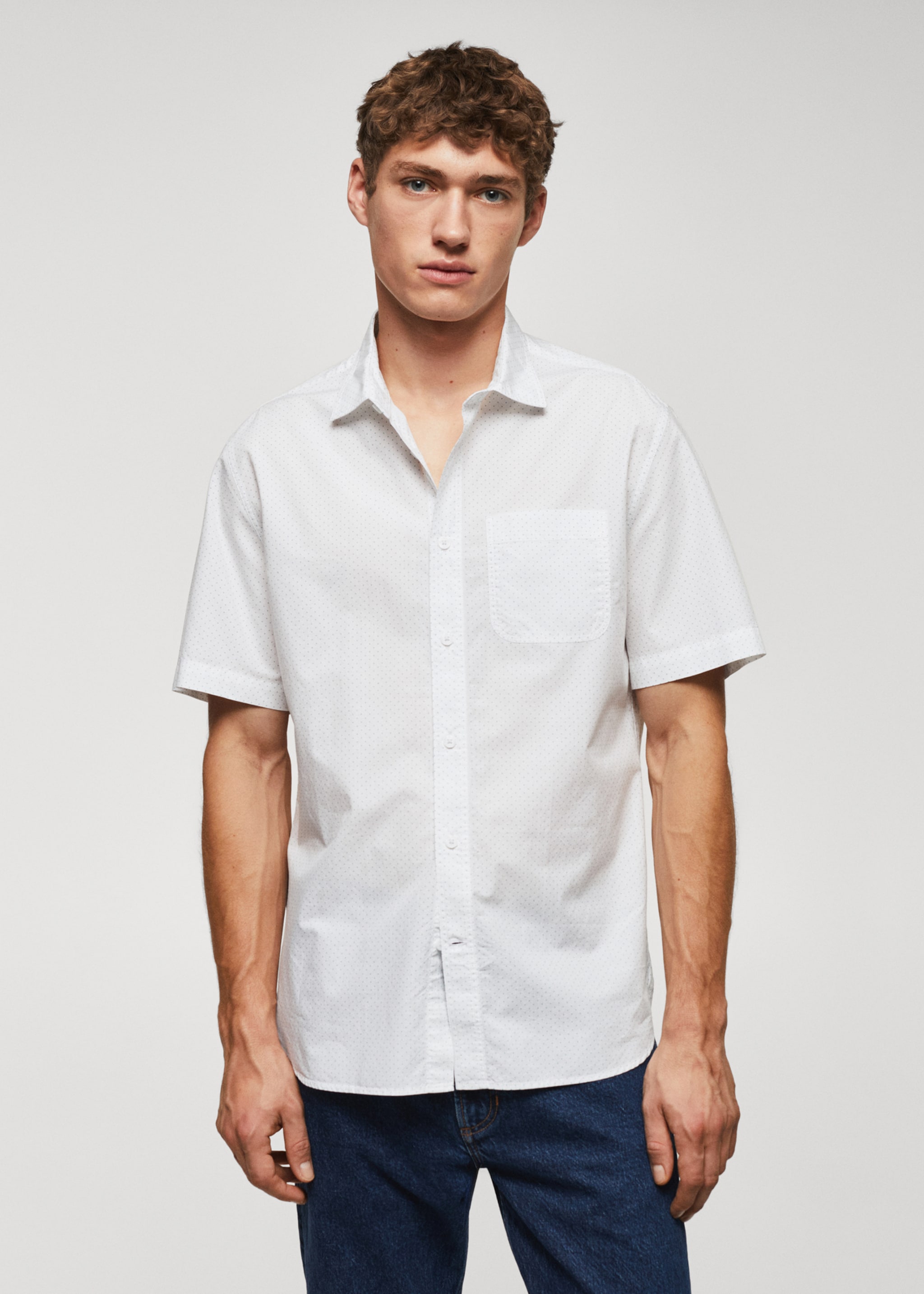 Chemise 100 % coton manches courtes en micro-imprimé - Plan moyen