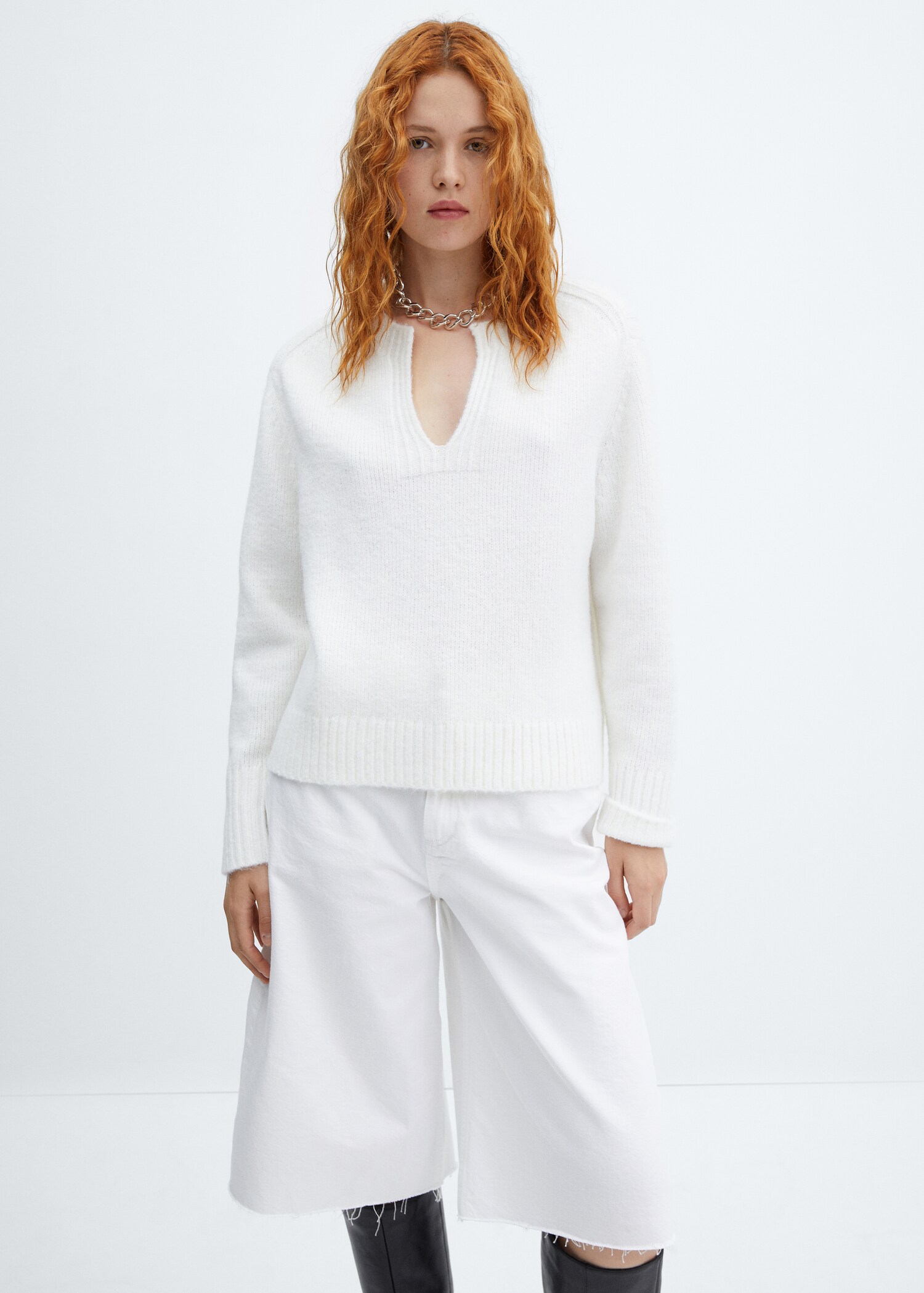 V-neck round-neck sweater - Medium plane