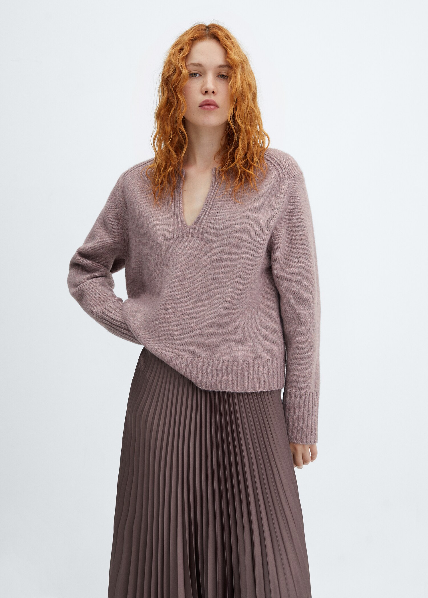 V-neck round-neck sweater - Medium plane