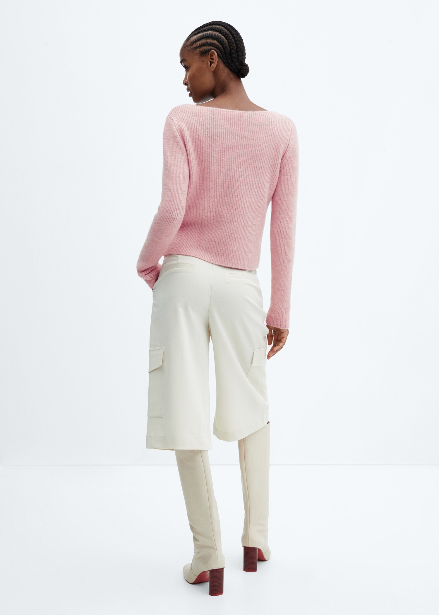 Boat-neck knitted sweater - Reverse of the article