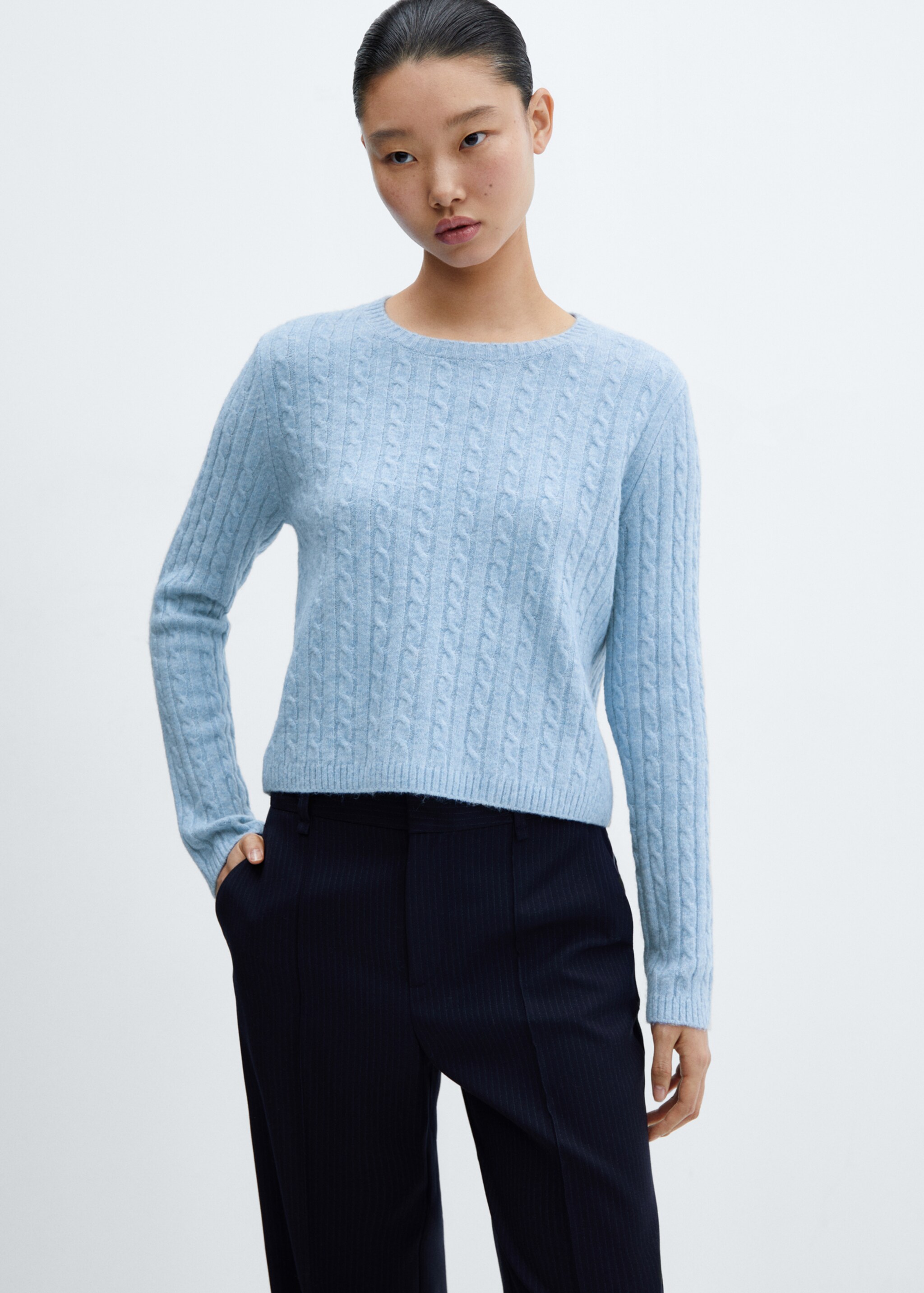 Jersey punto ochos - Plano medio, Plata. Ref: 57005816-00.