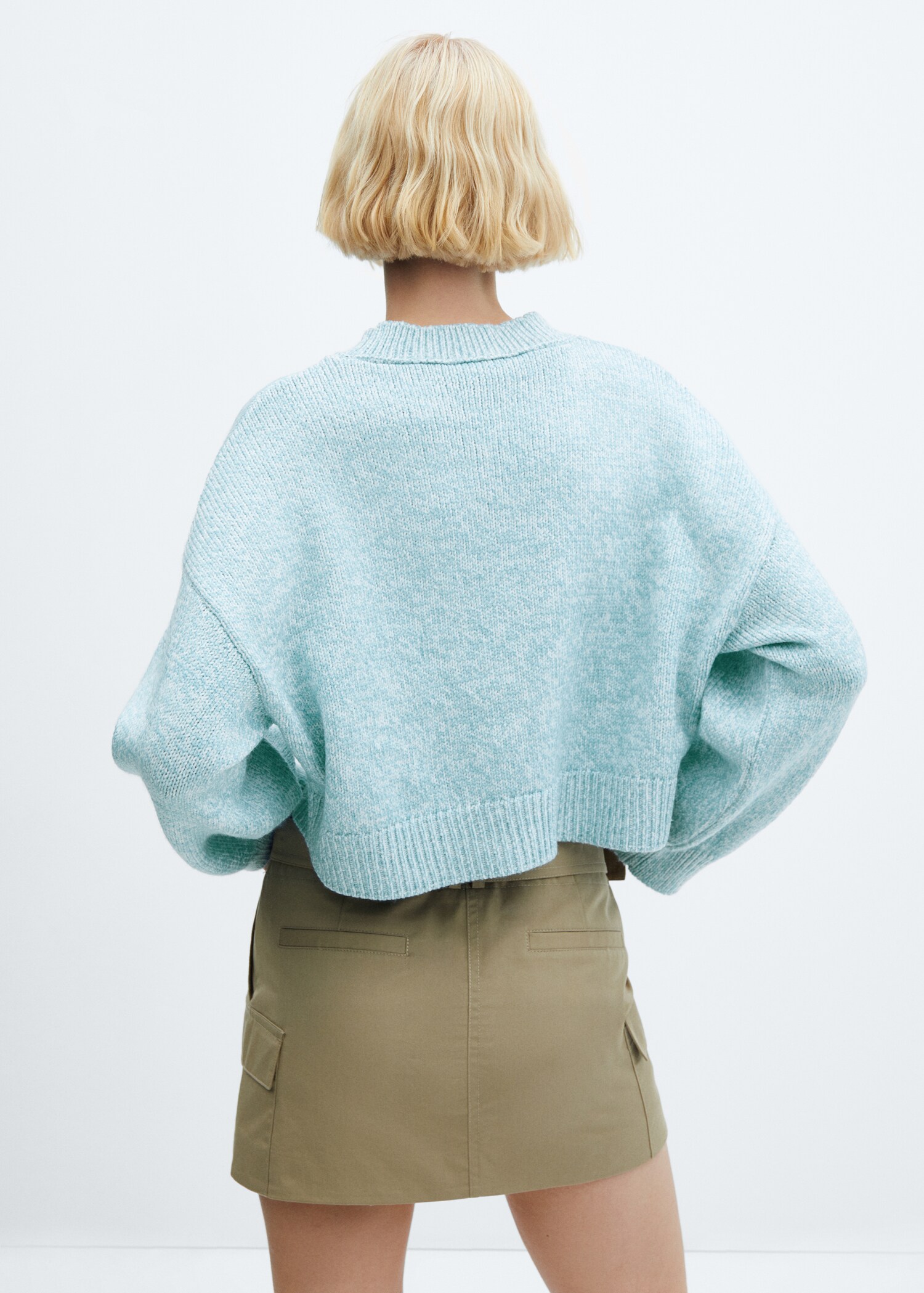 Puffed sleeves crop sweater - Reverse of the article