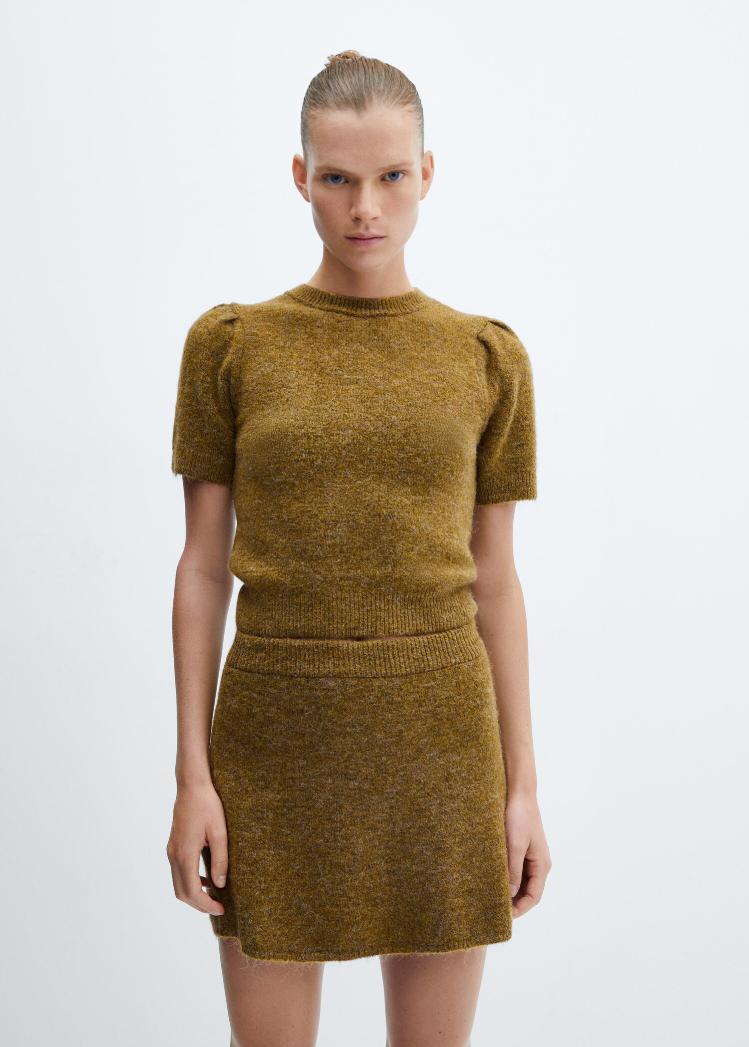Puff-sleeve knitted sweater - Medium plane
