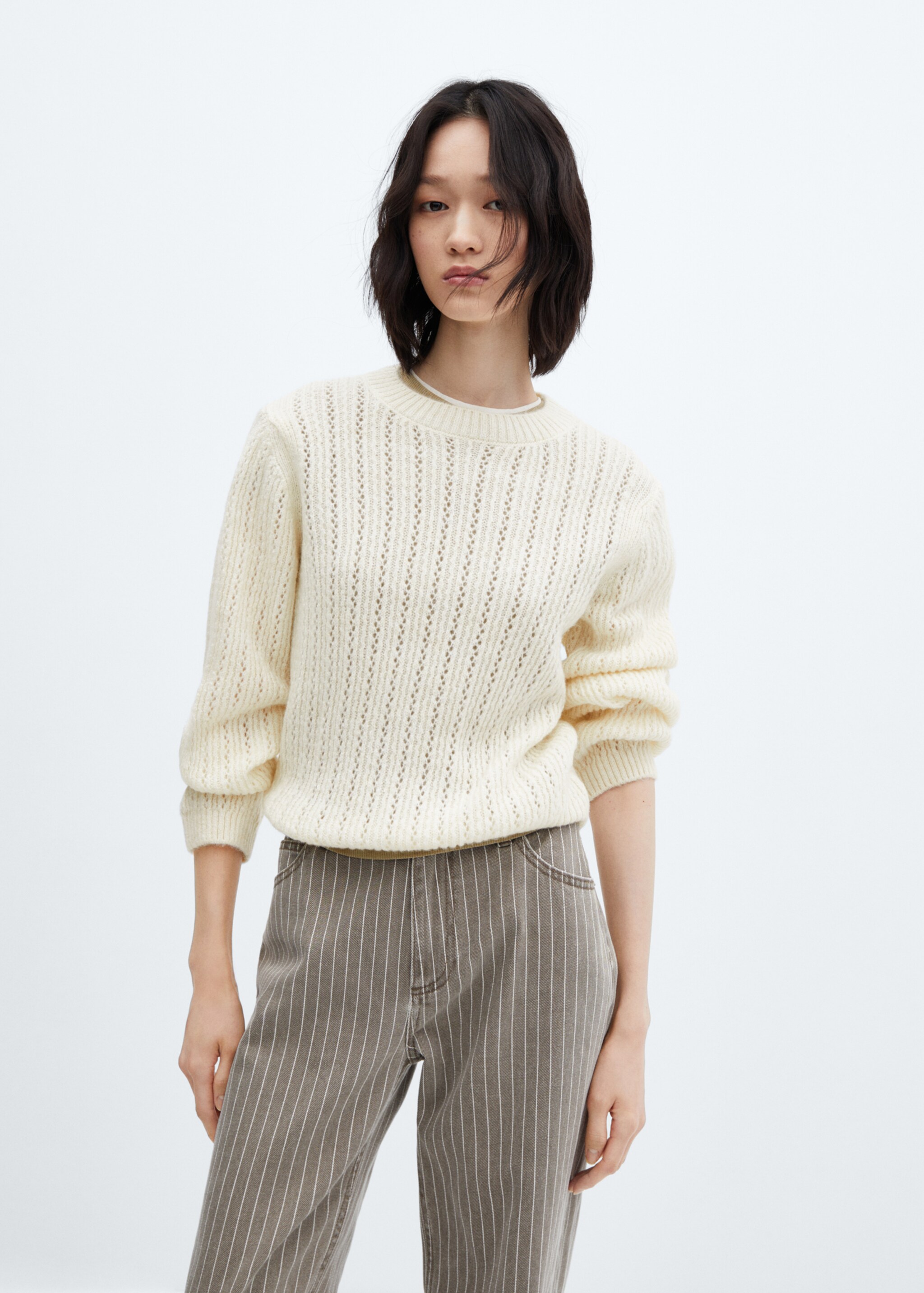 Pullover mit Lochmuster - Mittlere Ansicht