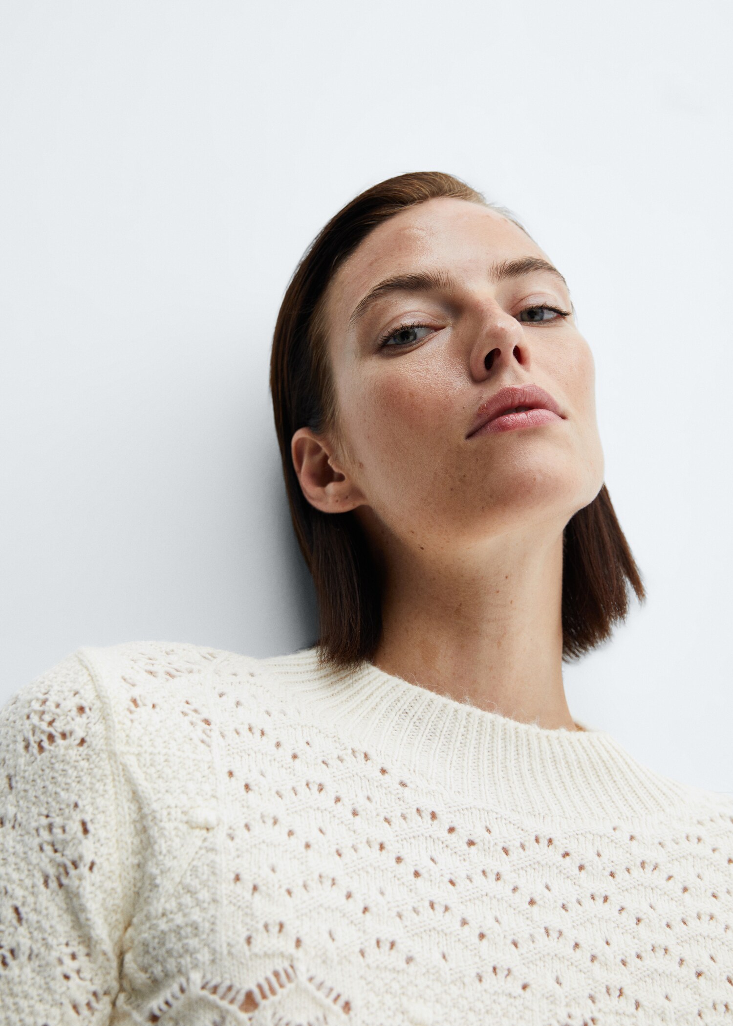 Pull-over mélange crochet maille ajourée - Détail de l'article 1