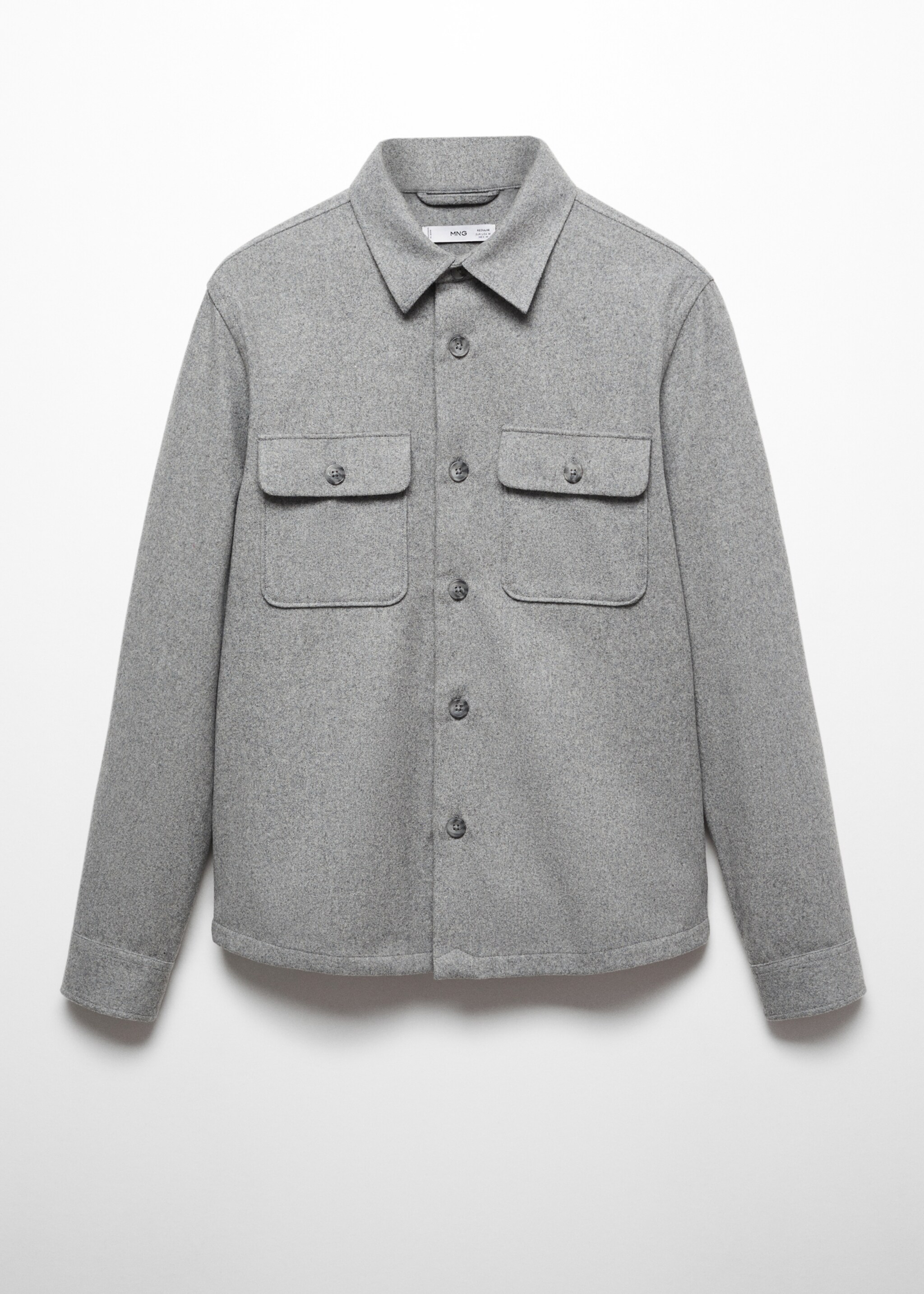 Wool overshirt with pockets - Article without model, Grey. Ref: 57005960-00.