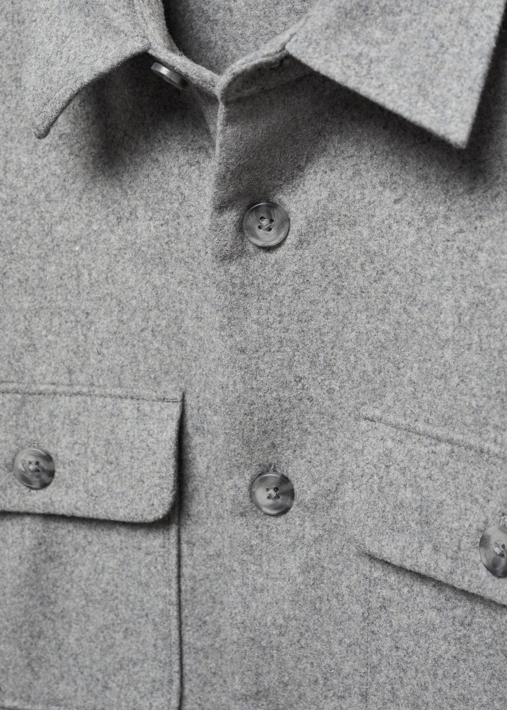 Wool overshirt with pockets - Details of the article 8, Grey. Ref: 57005960-00.