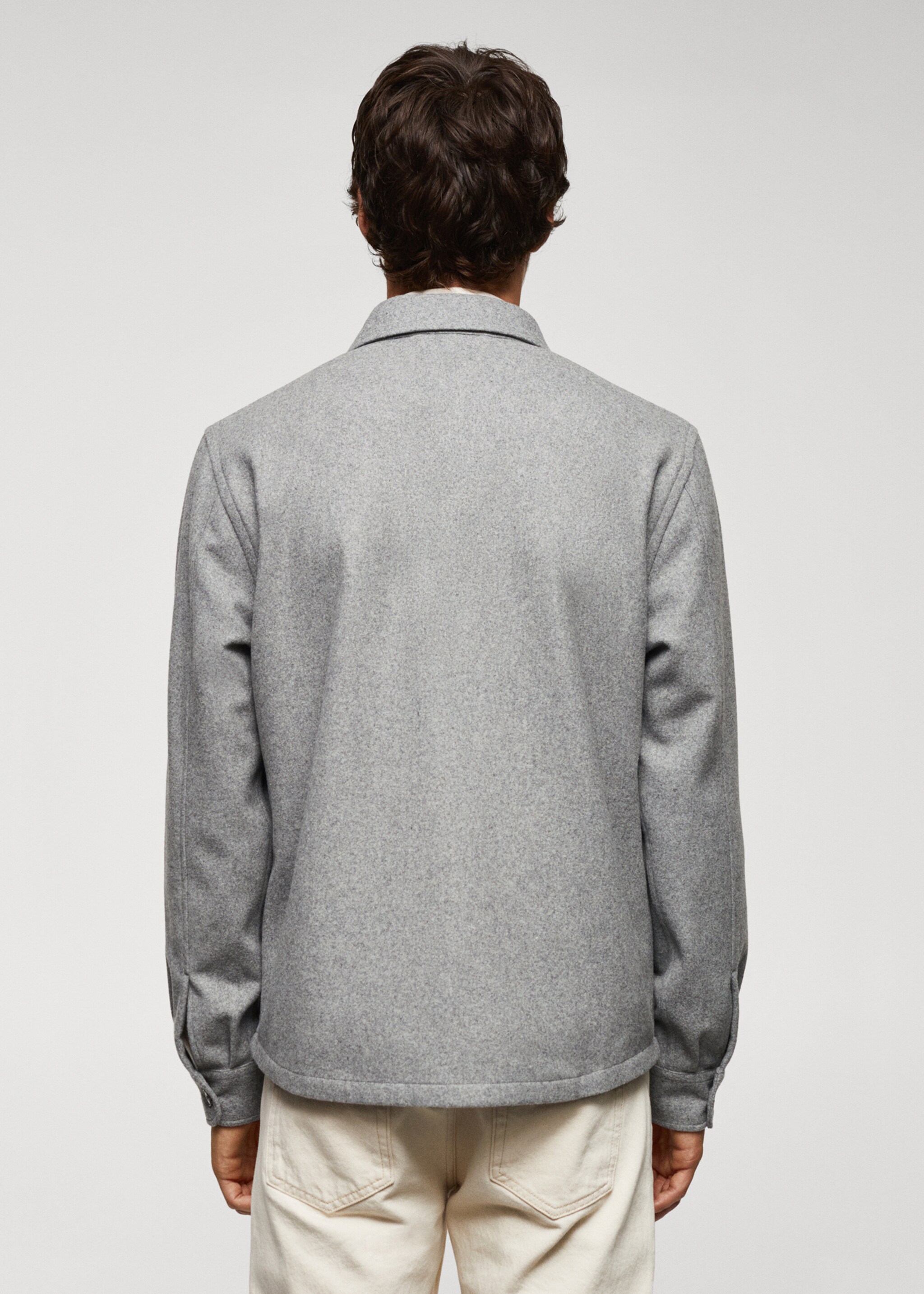 Wool overshirt with pockets - Reverse of the article, Grey. Ref: 57005960-00.