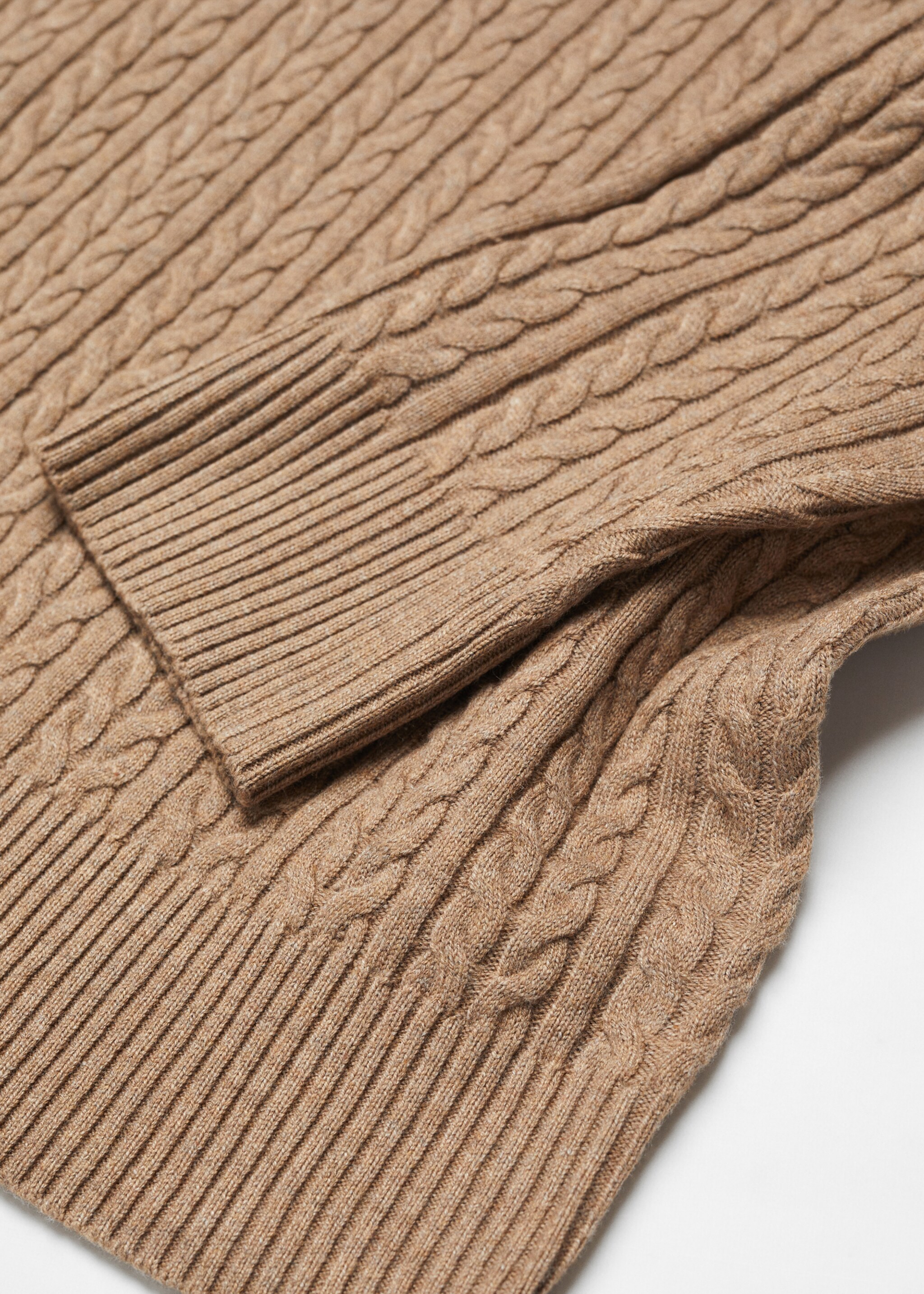 Braided cotton sweater - Details of the article 8, Beige. Ref: 57005961-00.