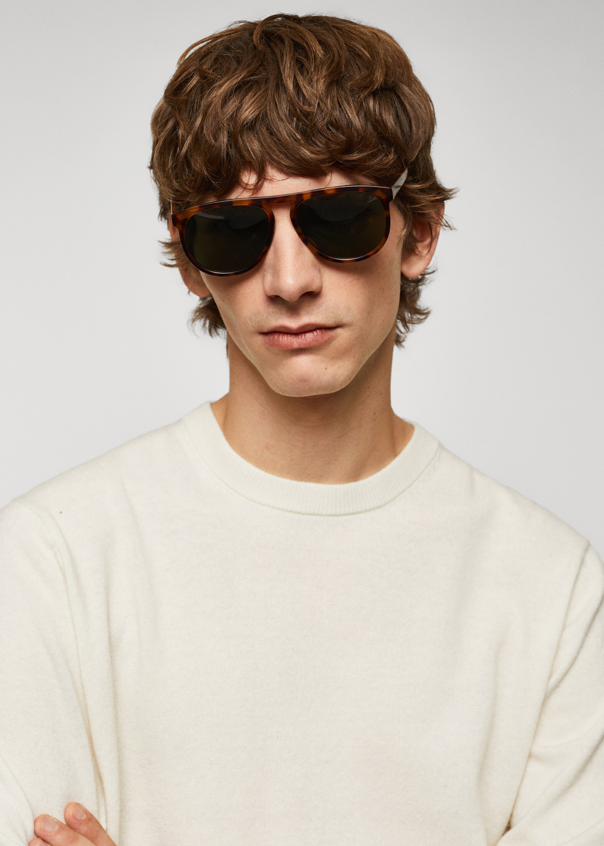 Fine-knit wool-blend sweater - Details of the article 1, Off White. Ref: 57005962-00.