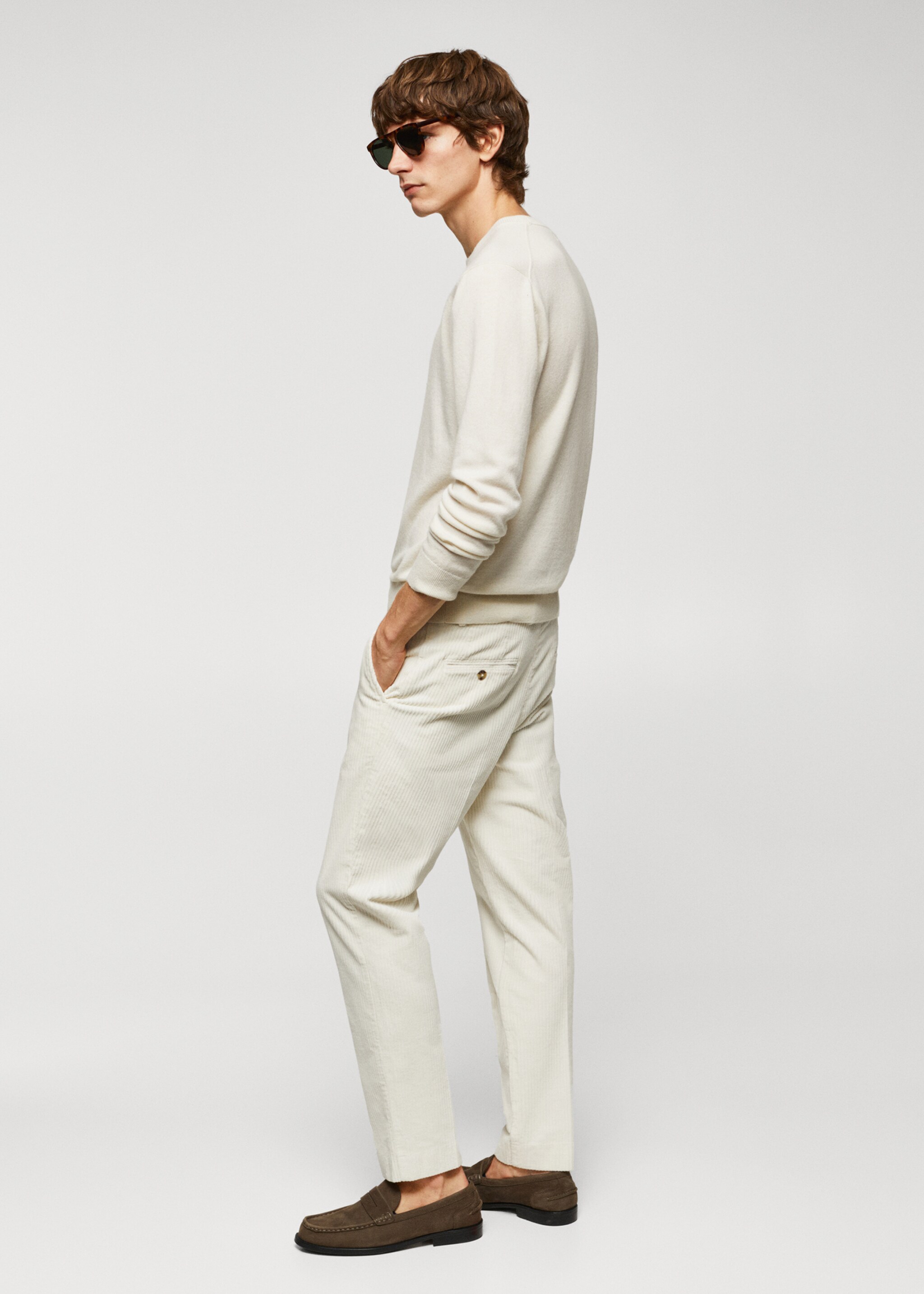 Fine-knit wool-blend sweater - Details of the article 2, Off White. Ref: 57005962-00.