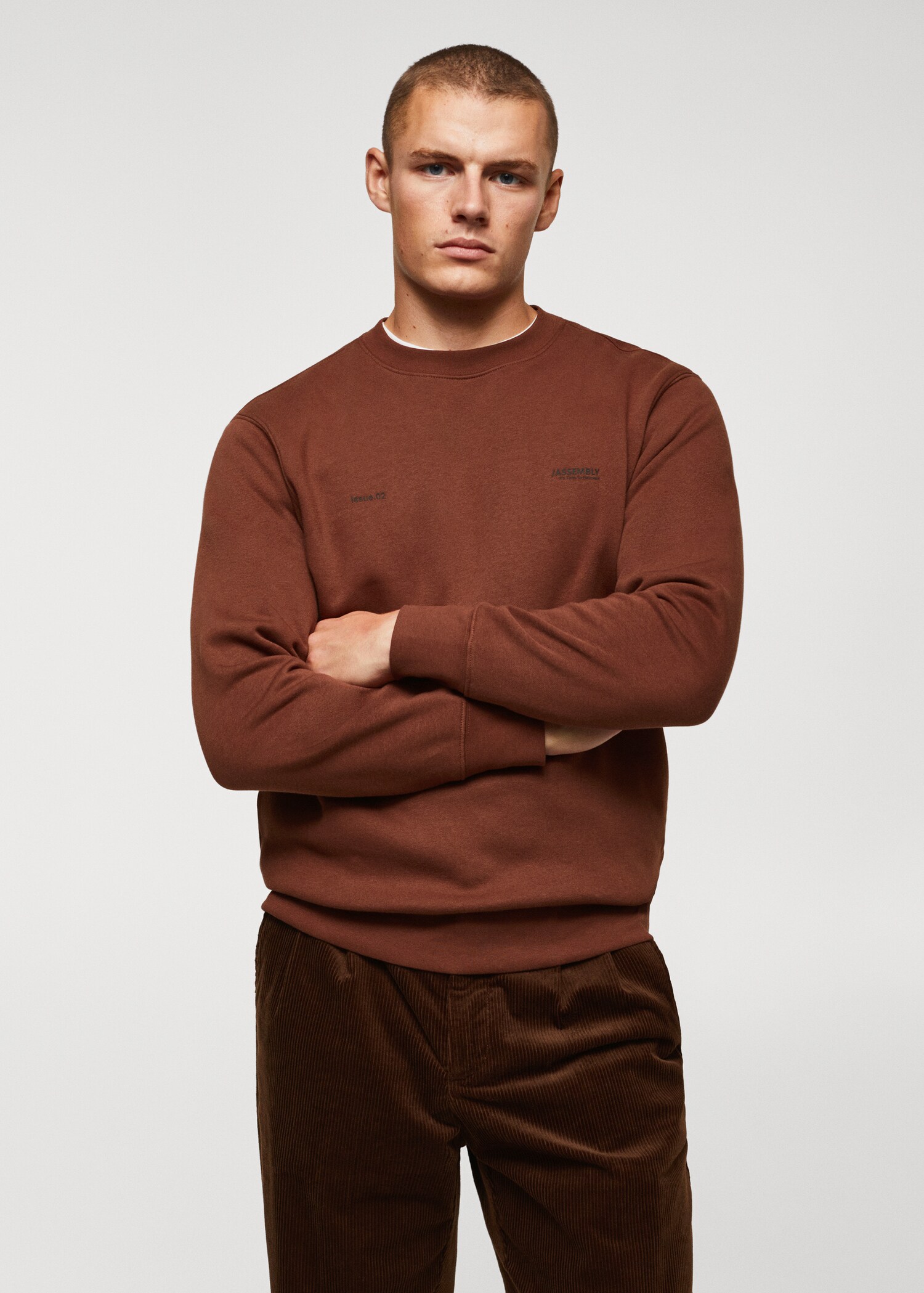 Baumwoll-Sweatshirt mit Schriftzug - Mittlere Ansicht
