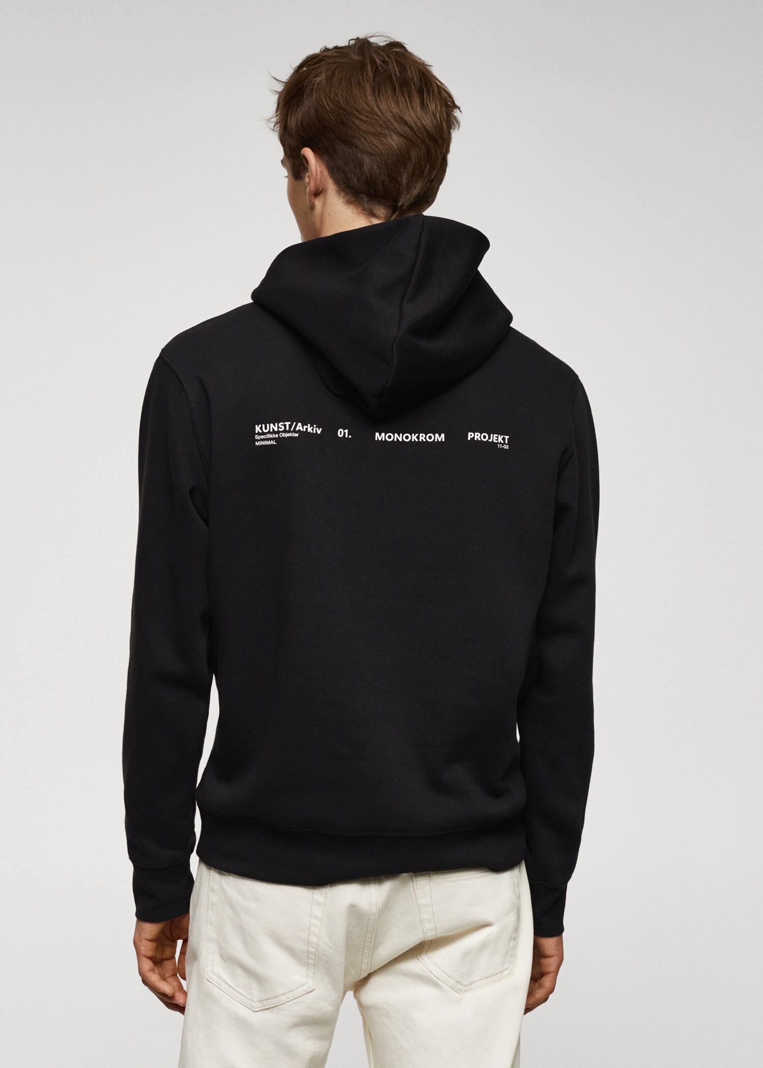 Sweatshirt huva bomull text - Artikelns baksida
