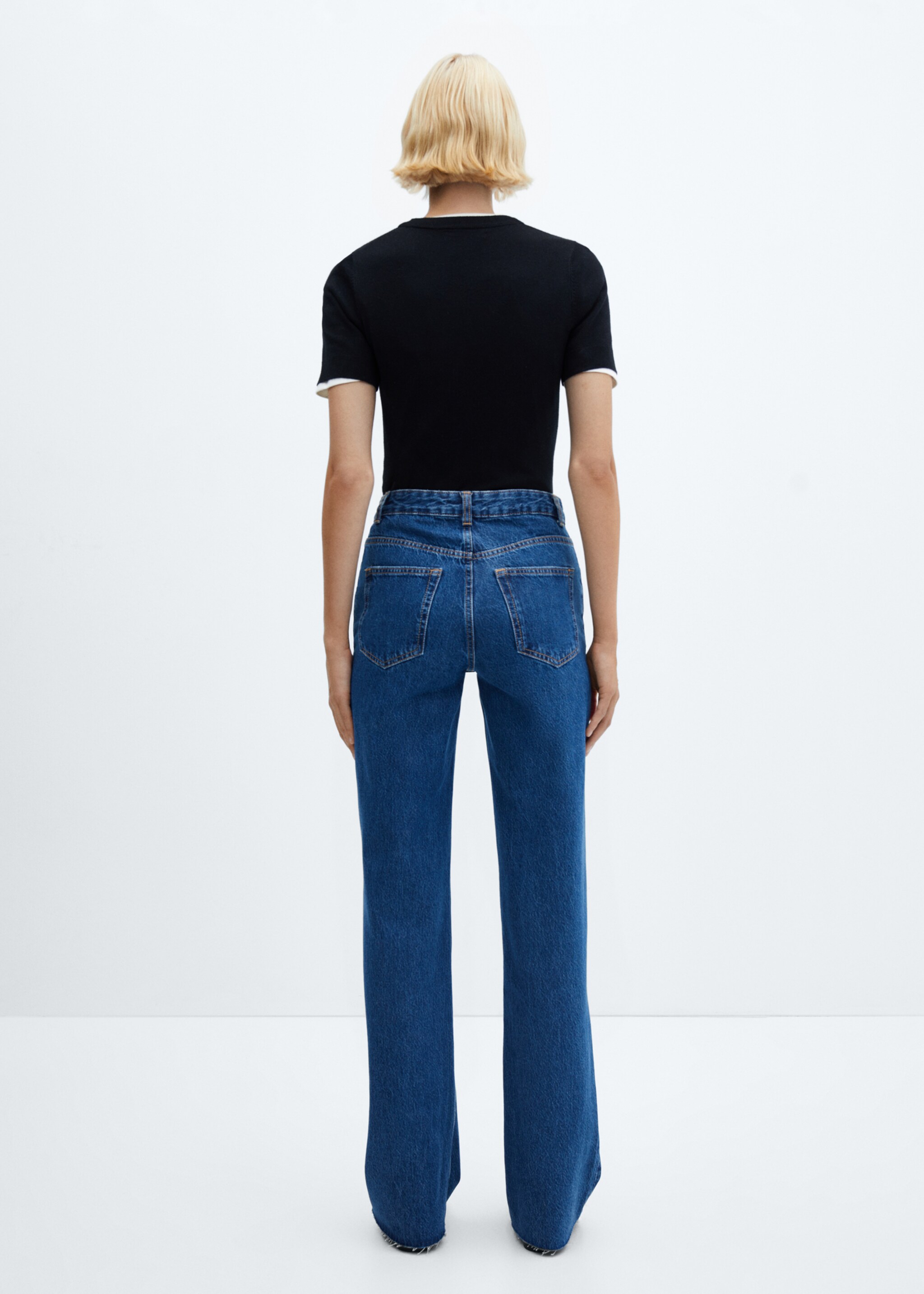 Wide leg mid-rise jeans - Reverse of the article, Dark Blue. Ref: 57005977-00.