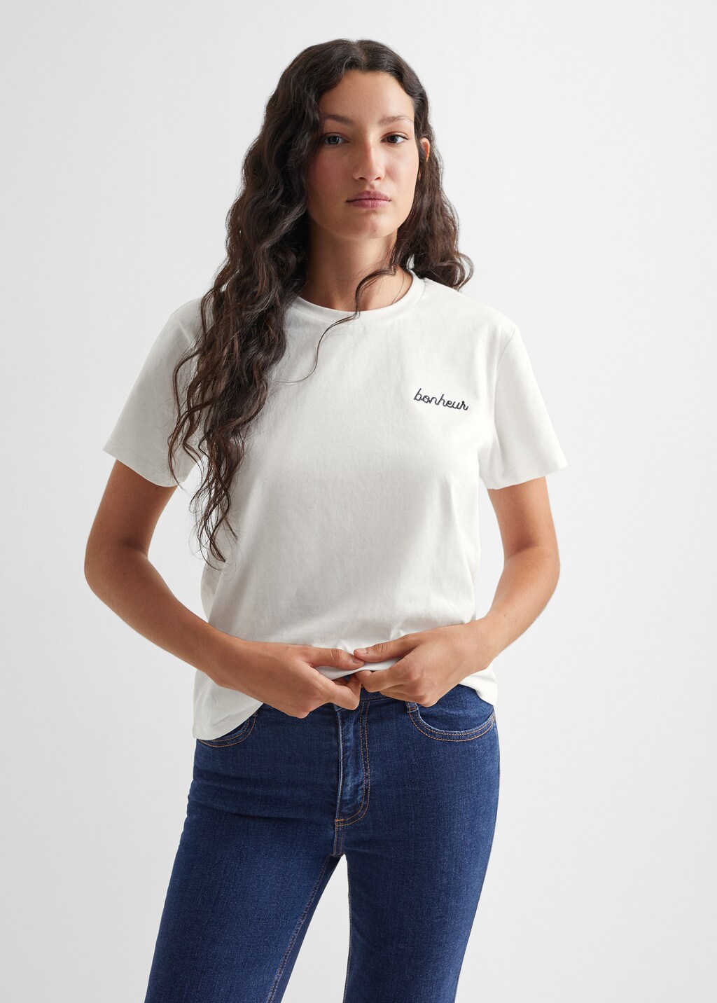 【GLOWNY】 LUSH SWIRL MODAL TEE ★送料関税込み★ Embroidered message T-shirt - Teen Girl | MANGO OUTLET USA