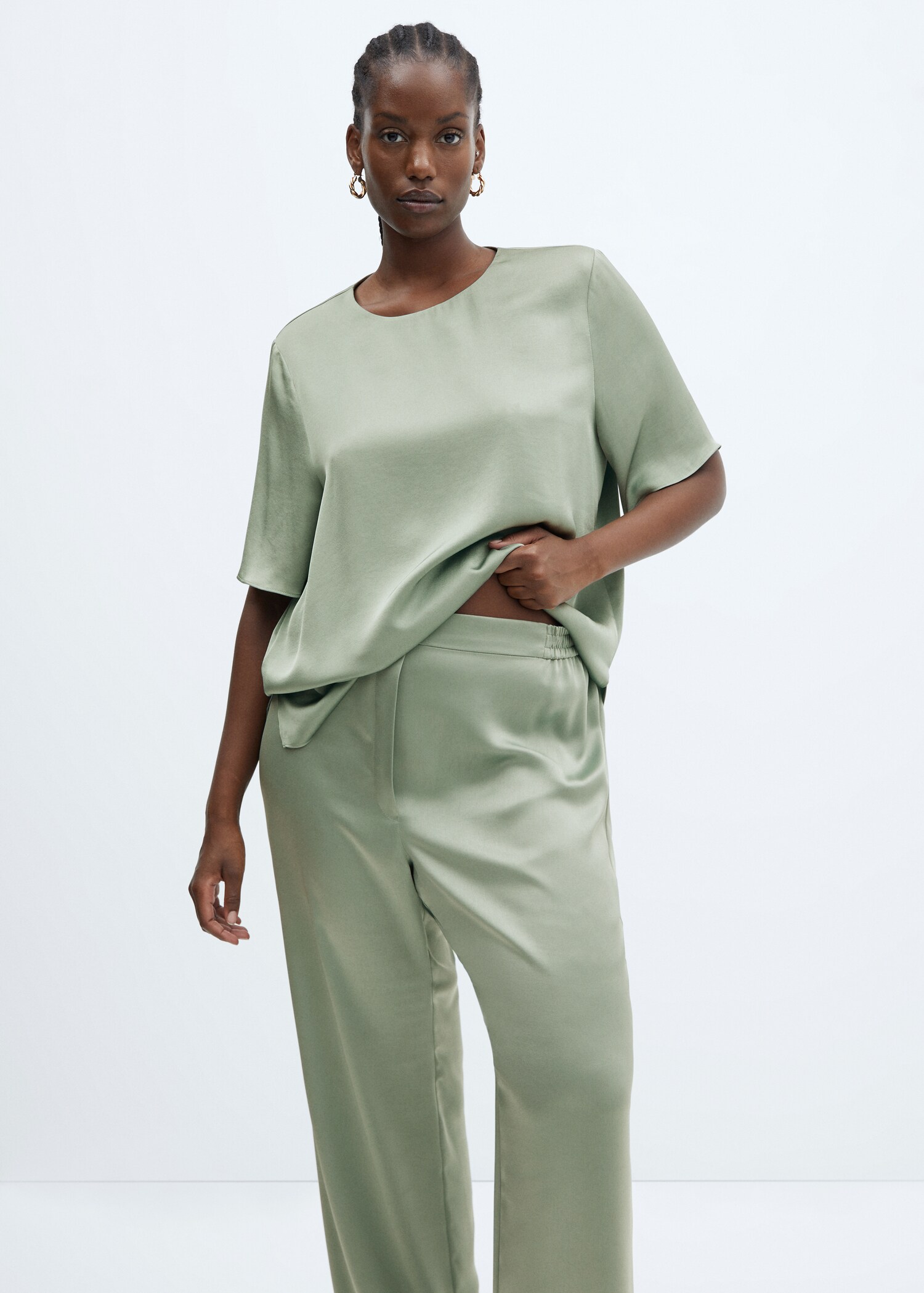 Pantalón satinado cintura elástica - Detalle del artículo 5