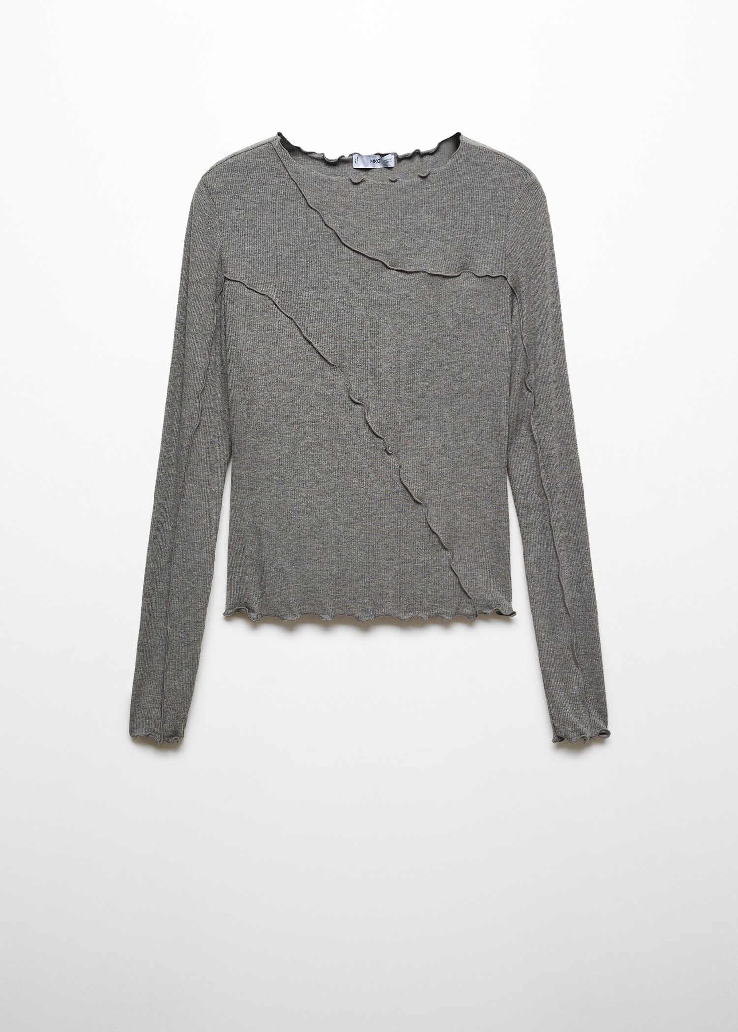Ribbed T-shirt with decorative seams - Article without model