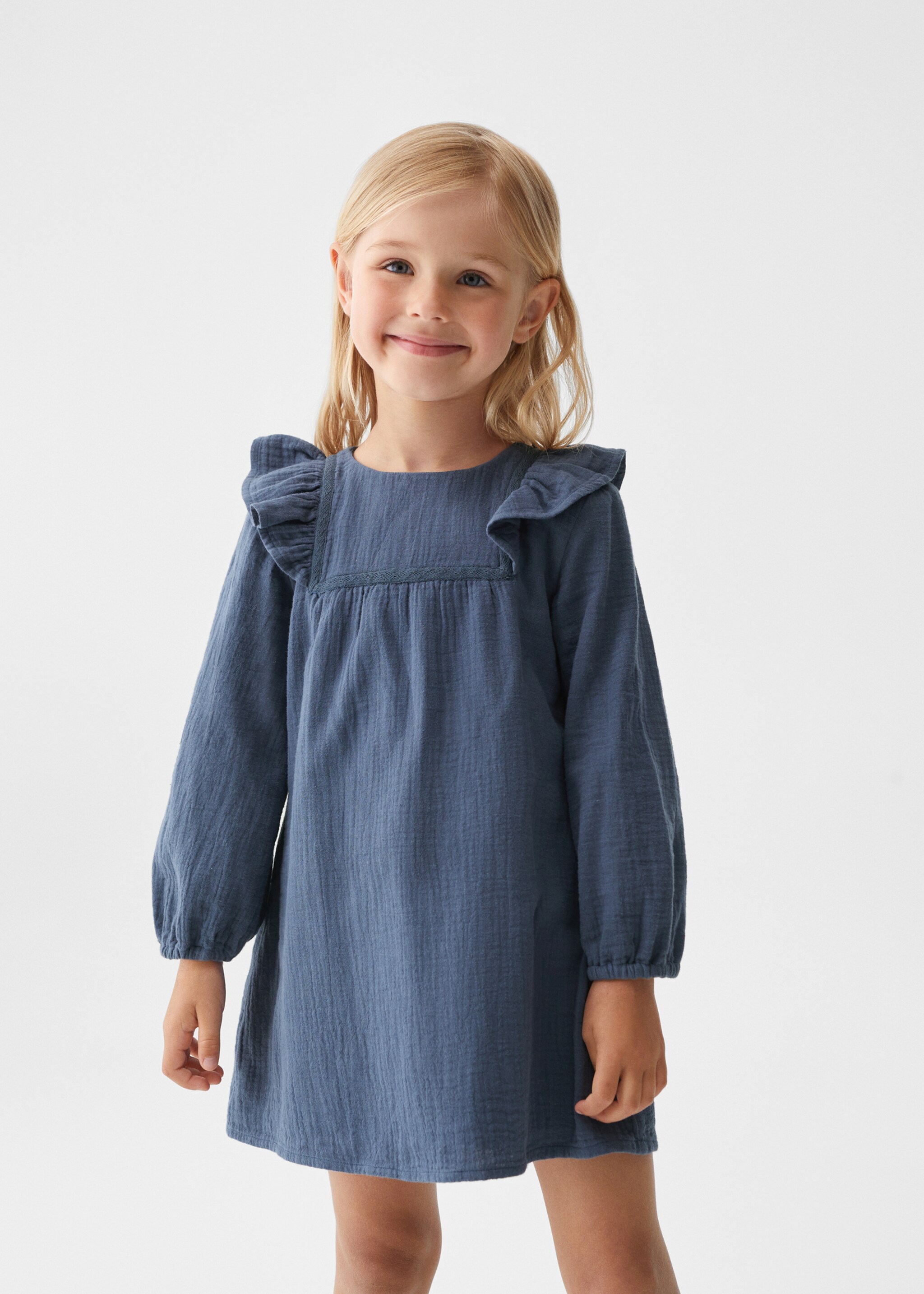 Klänning av bomullsblandning - Bild av mittparti, Kina Blå. Ref: 57005984-00.