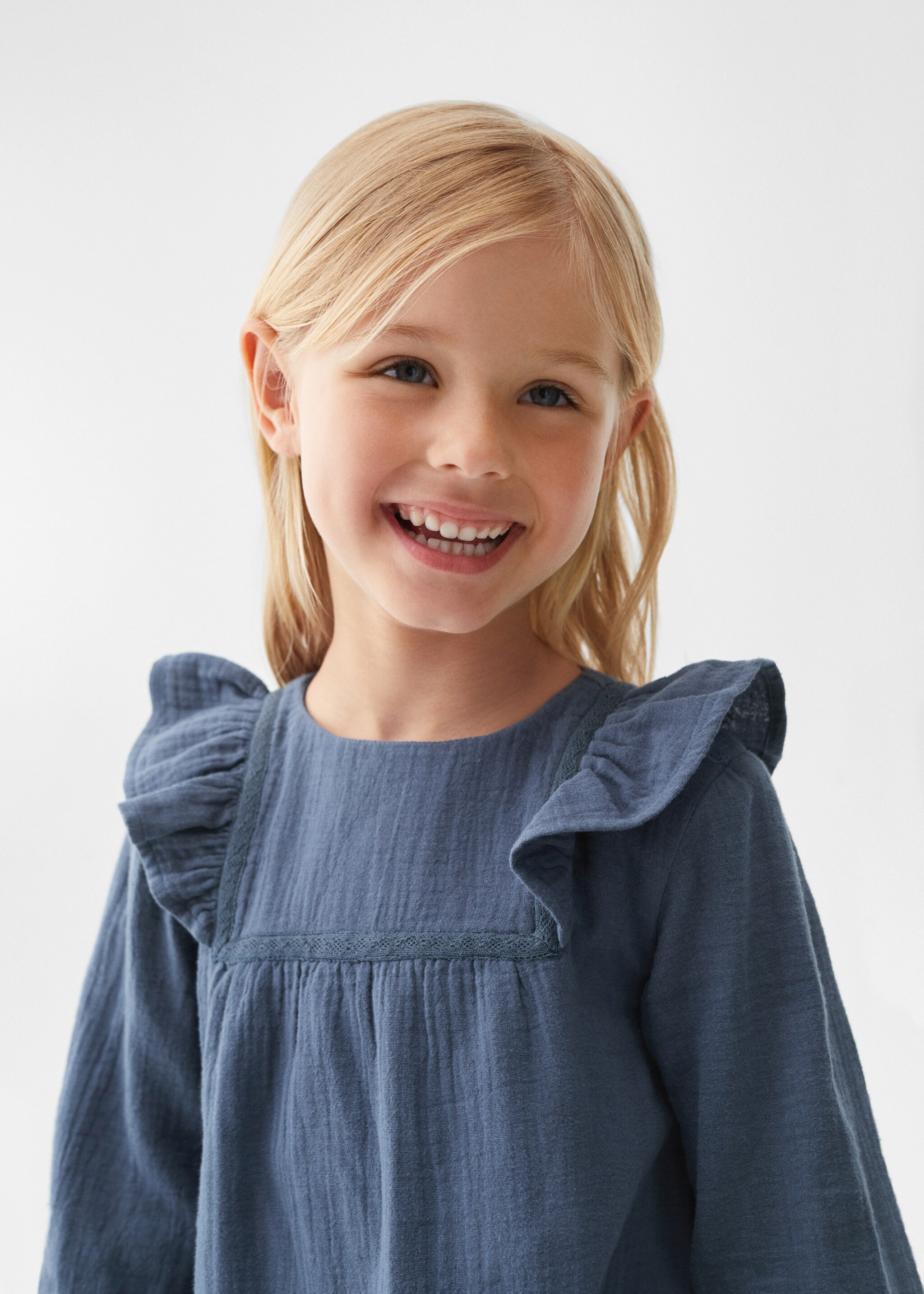 Klänning av bomullsblandning - Detaljer om artikeln 1, Kina Blå. Ref: 57005984-00.